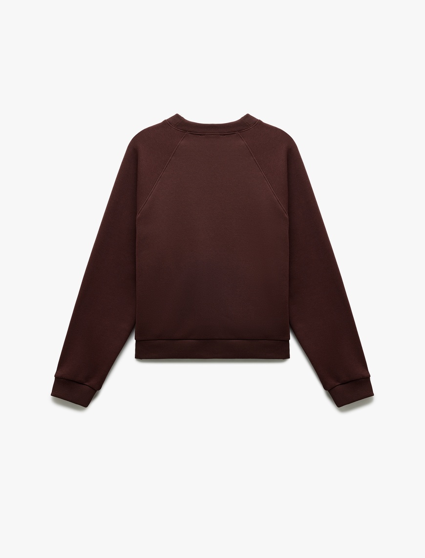   Üç İplik Şardonlu Dikiş Detaylı Bisiklet Yaka Oversize Sweatshirt