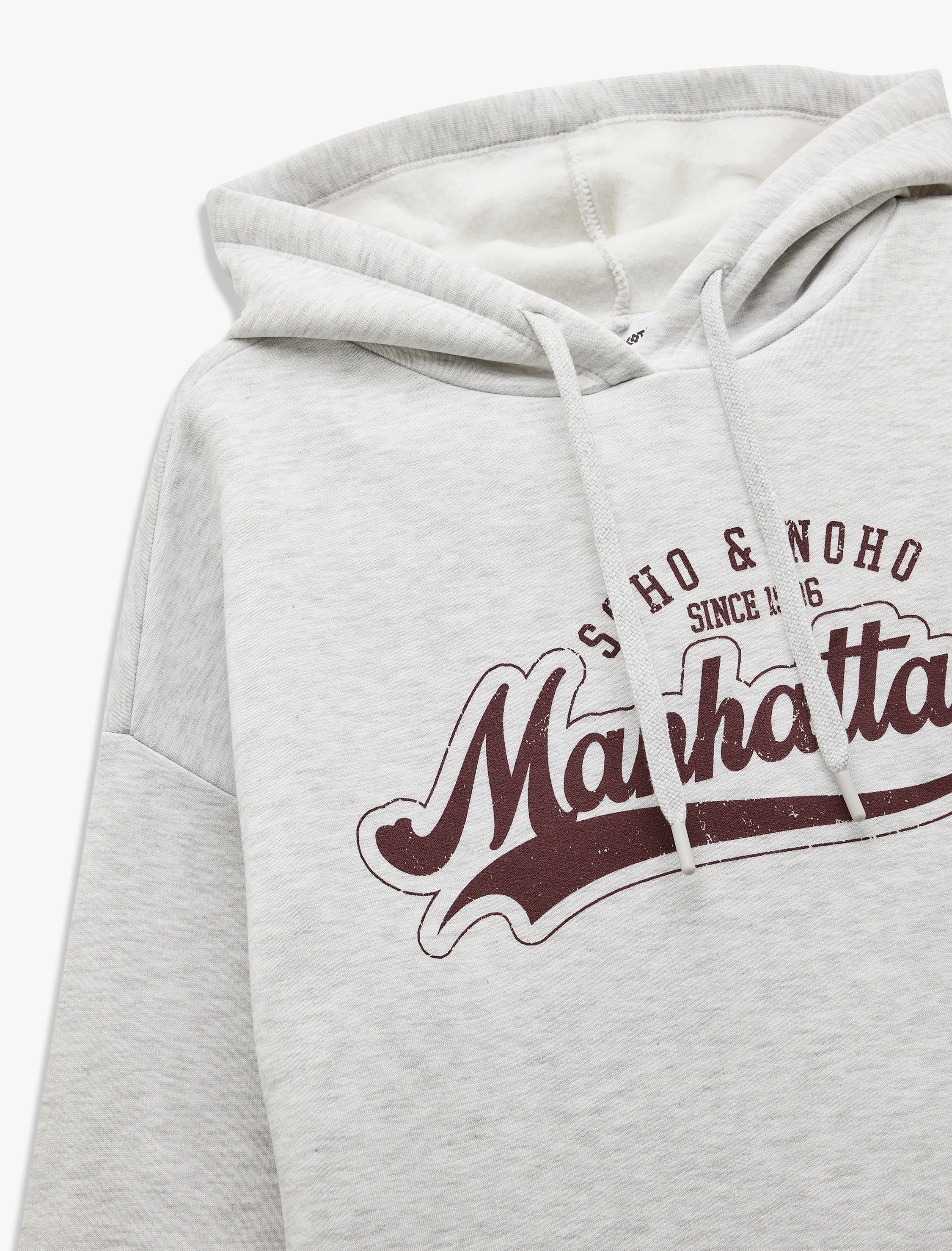   Şardonlu Kapüşonlu Baskılı Oversize Sweatshirt