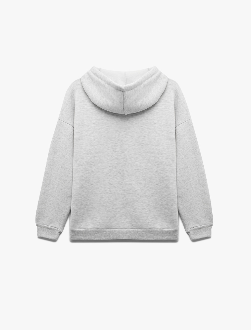   Şardonlu Kapüşonlu Baskılı Oversize Sweatshirt
