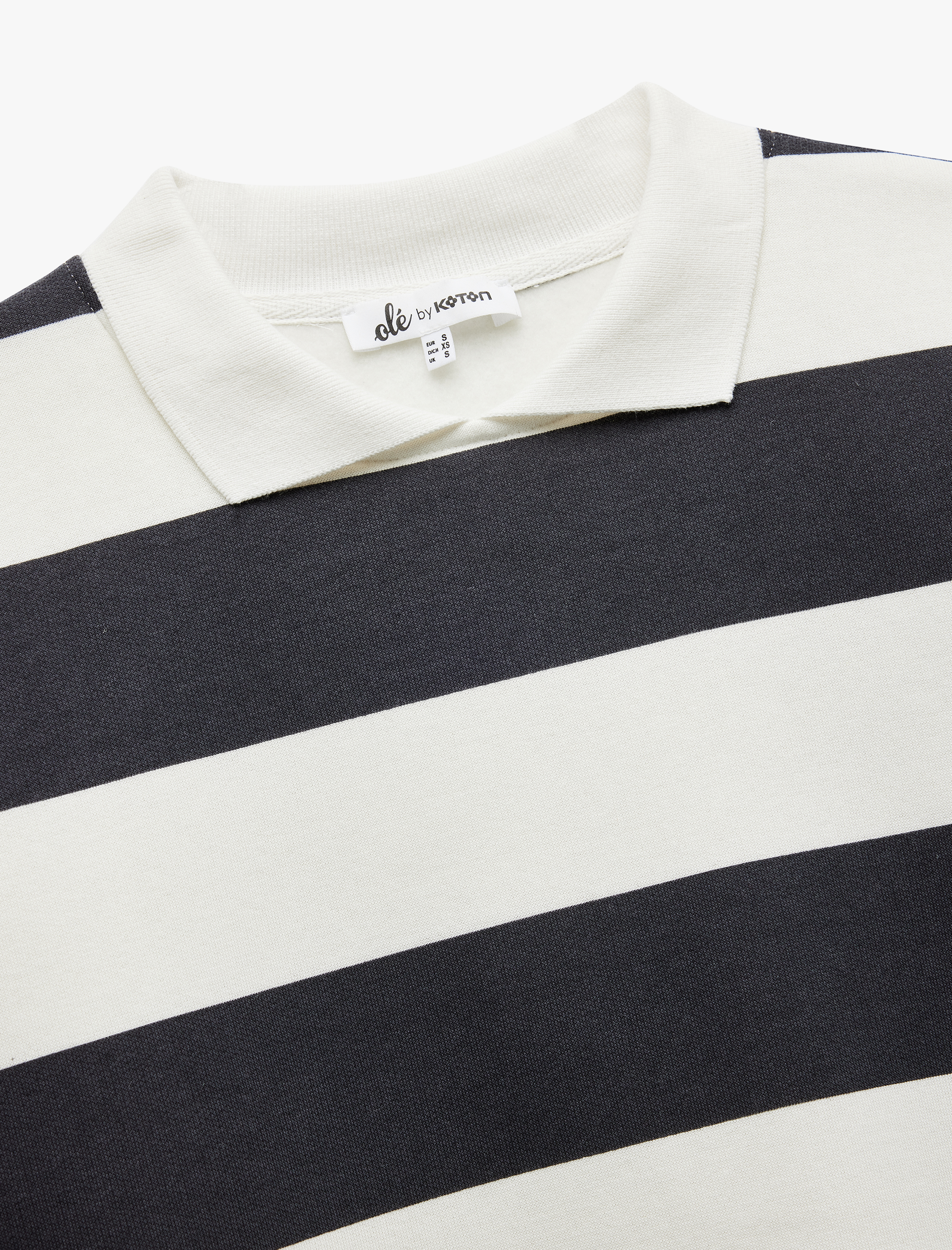   Çizgili Oversize Şardonlu Polo Yaka Sweatshirt