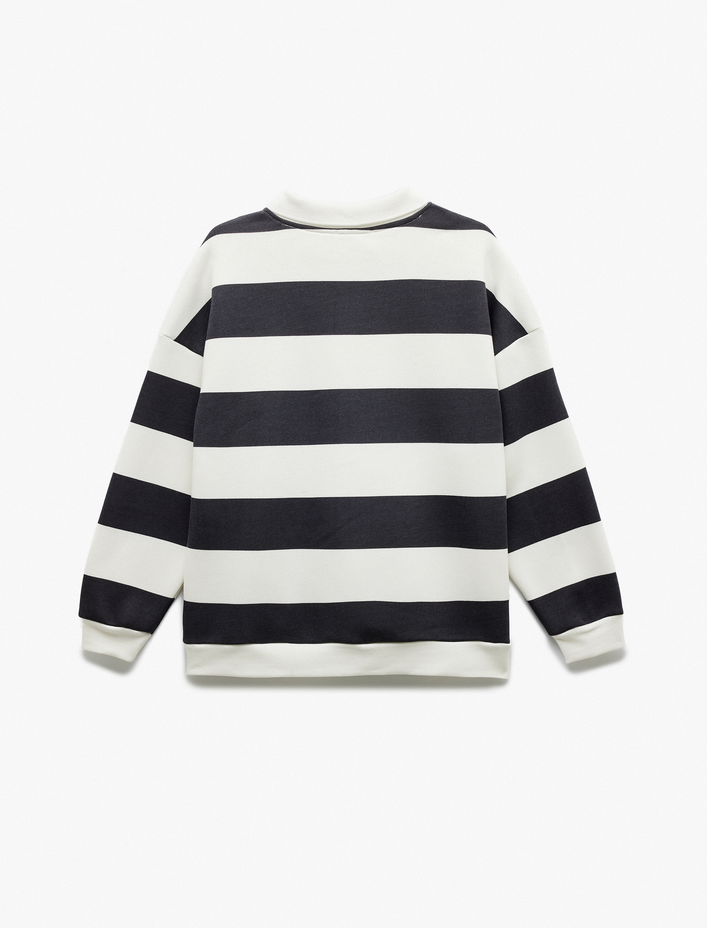   Çizgili Oversize Şardonlu Polo Yaka Sweatshirt