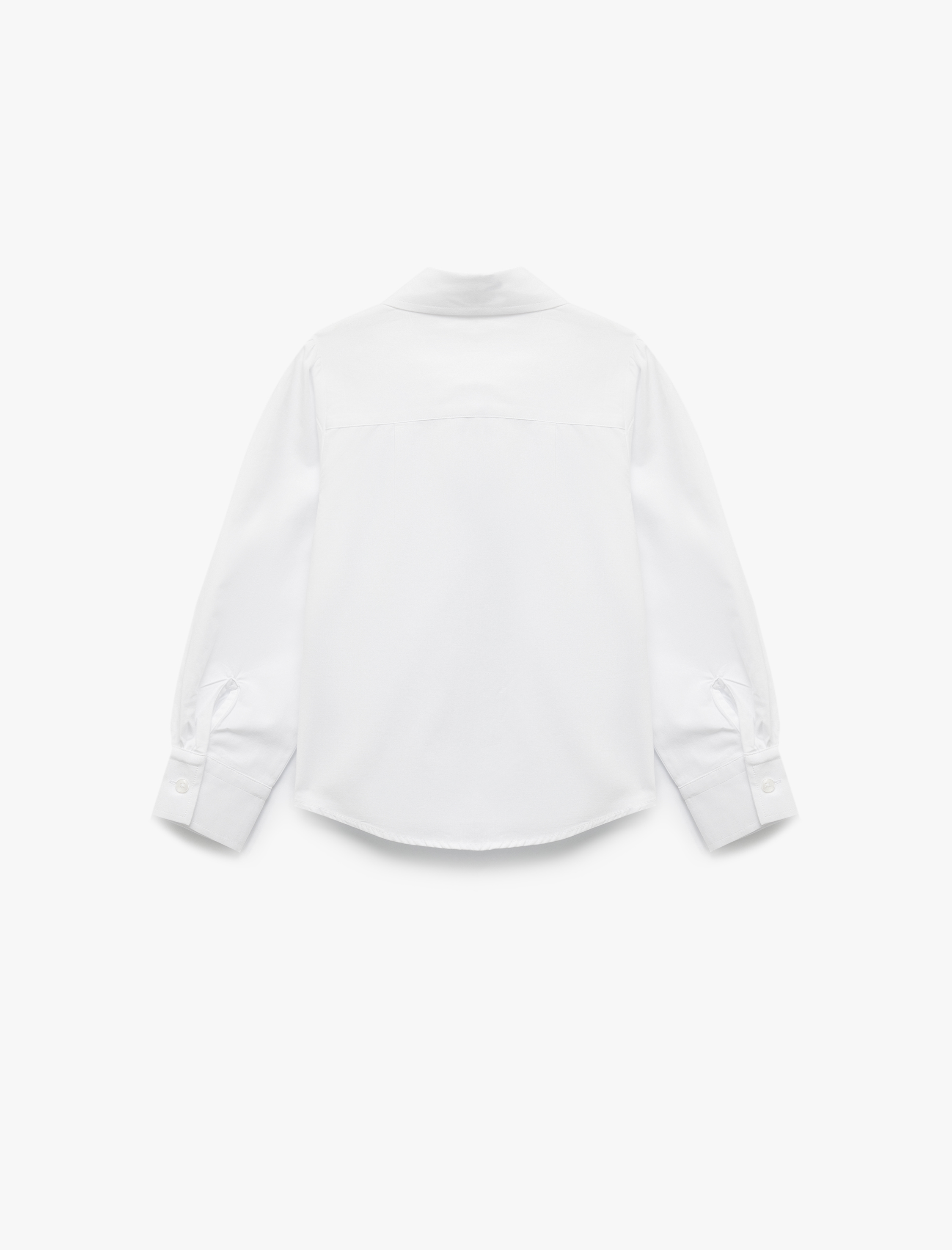  Kız Çocuk Pamuklu Düğmeli Uzun Kollu Basic Okul Gömleği