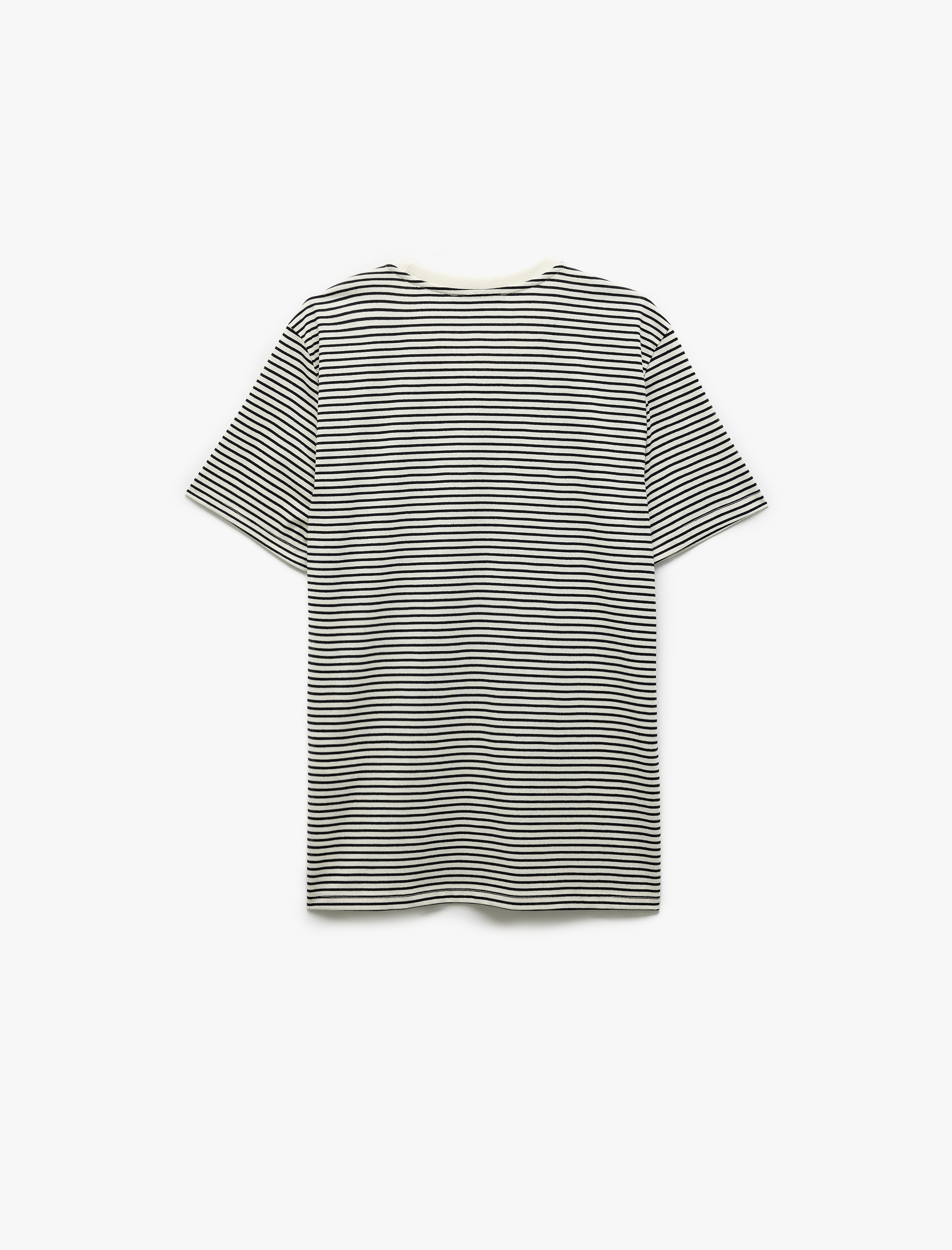   Slim Fit Kısa Kollu Bisiklet Yaka Çizgili Tişört