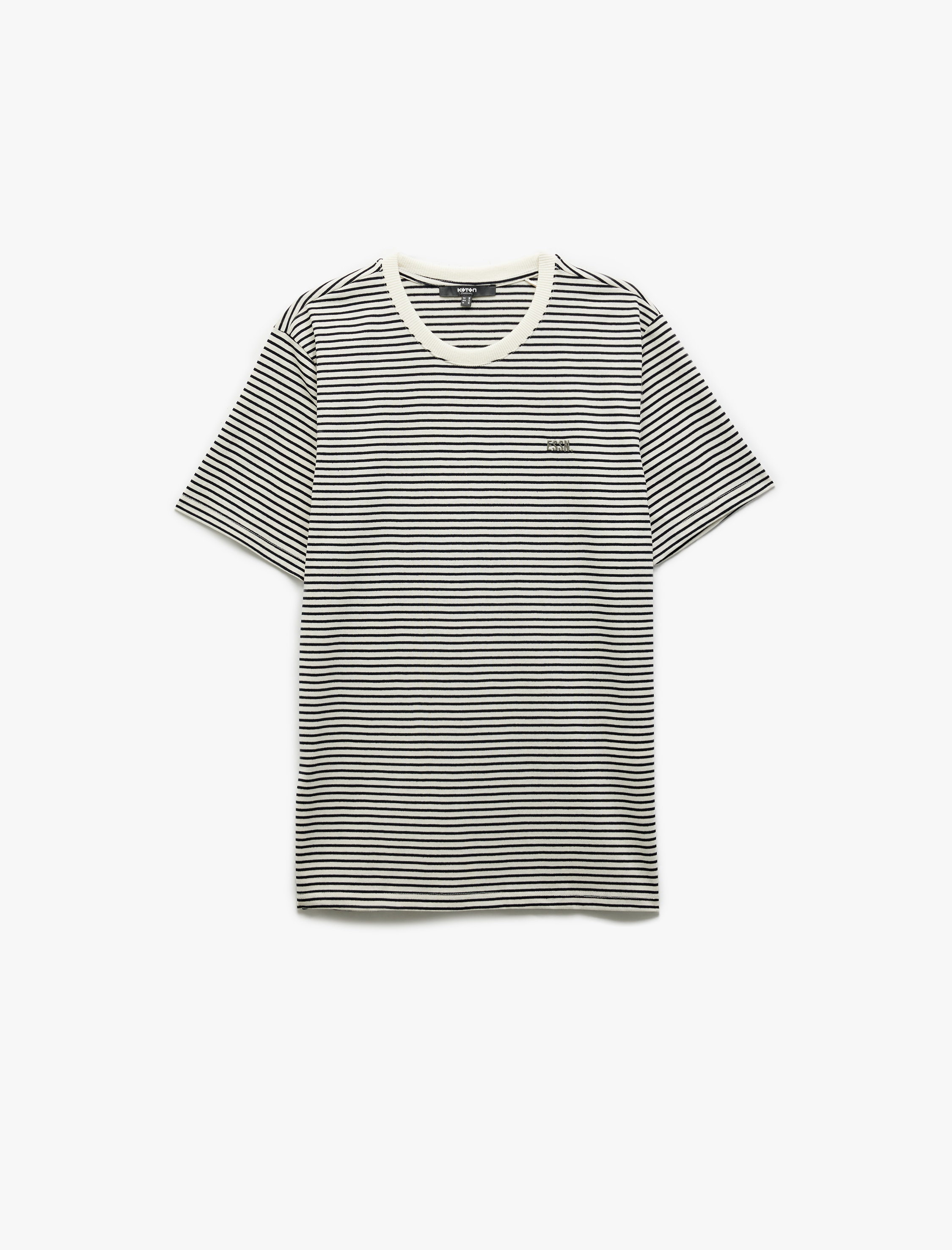   Slim Fit Kısa Kollu Bisiklet Yaka Çizgili Tişört