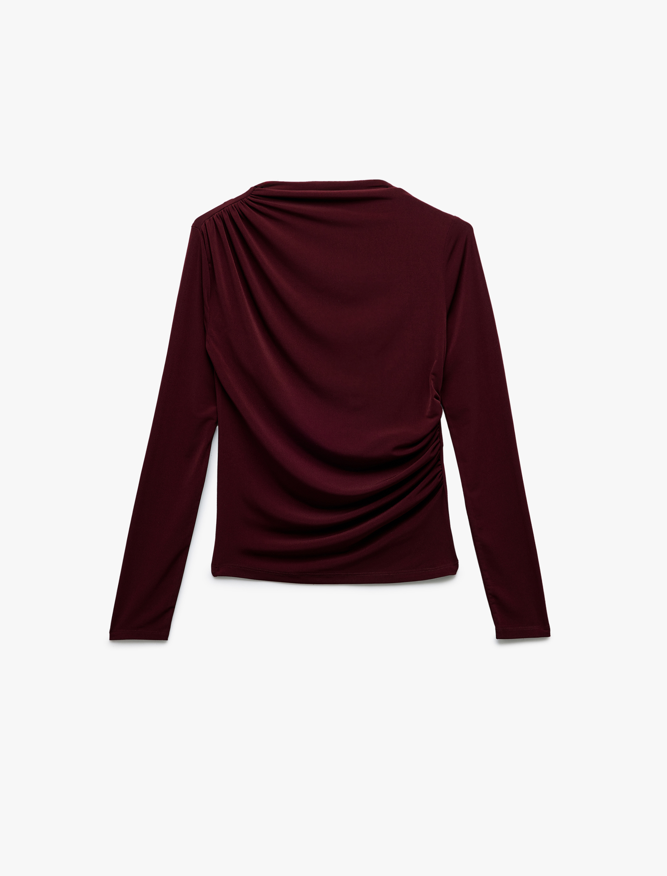   Drape Detaylı Dar Kesim Uzun Kollu Tişört