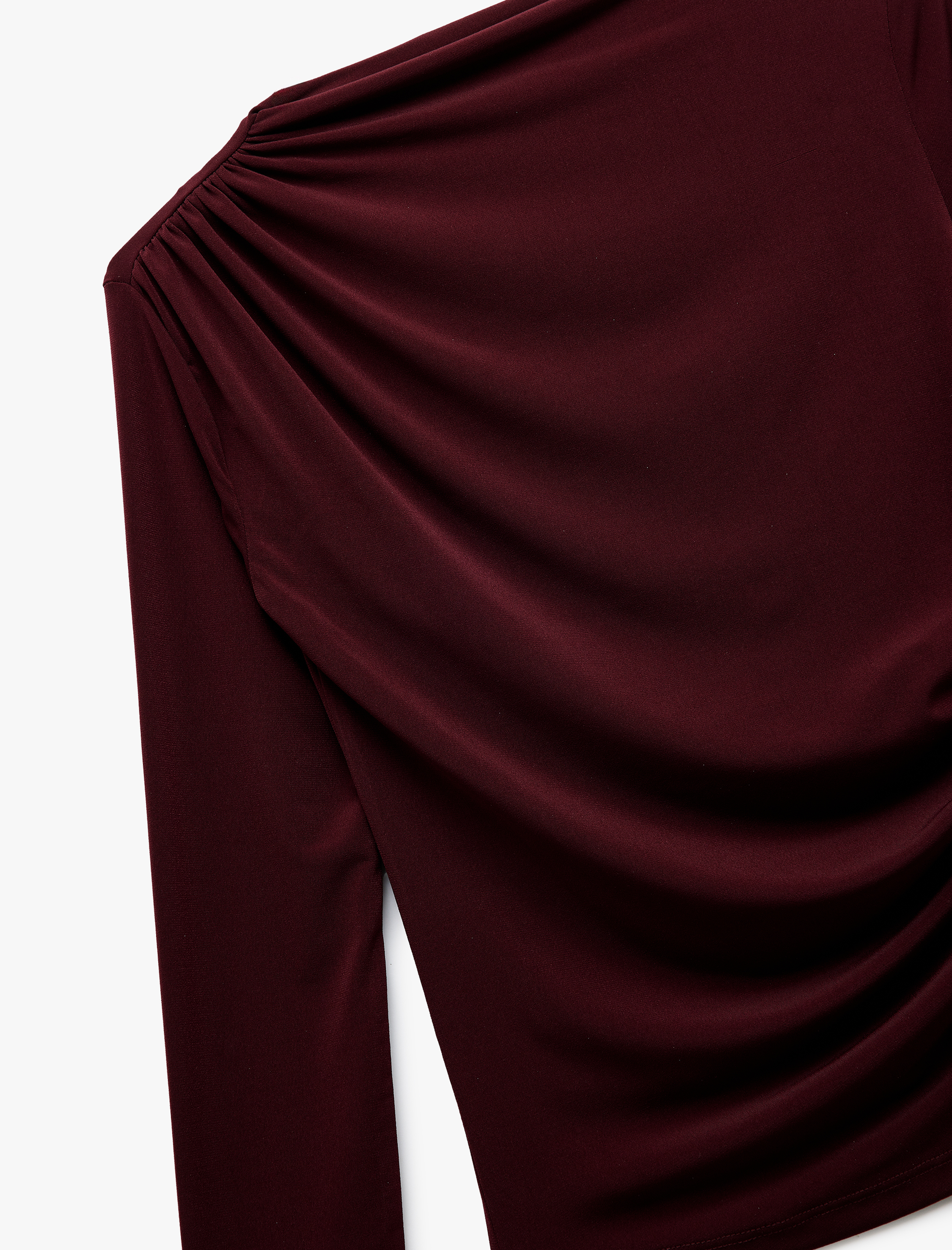   Drape Detaylı Dar Kesim Uzun Kollu Tişört