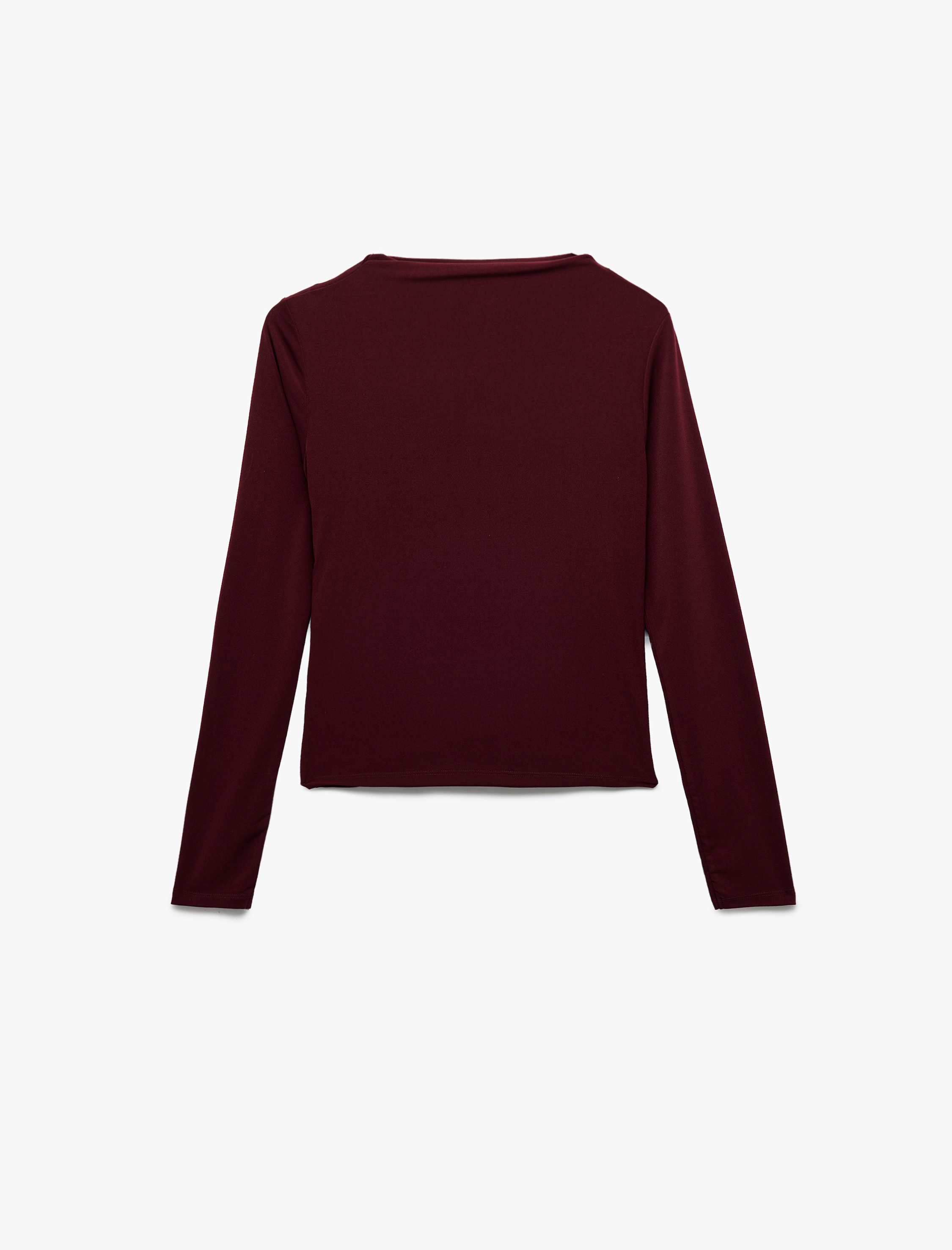   Drape Detaylı Dar Kesim Uzun Kollu Tişört