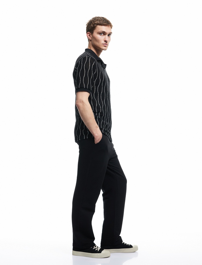  Pamuklu Dokulu Cep Detaylı Beli Bağcıklı Eşofman Altı