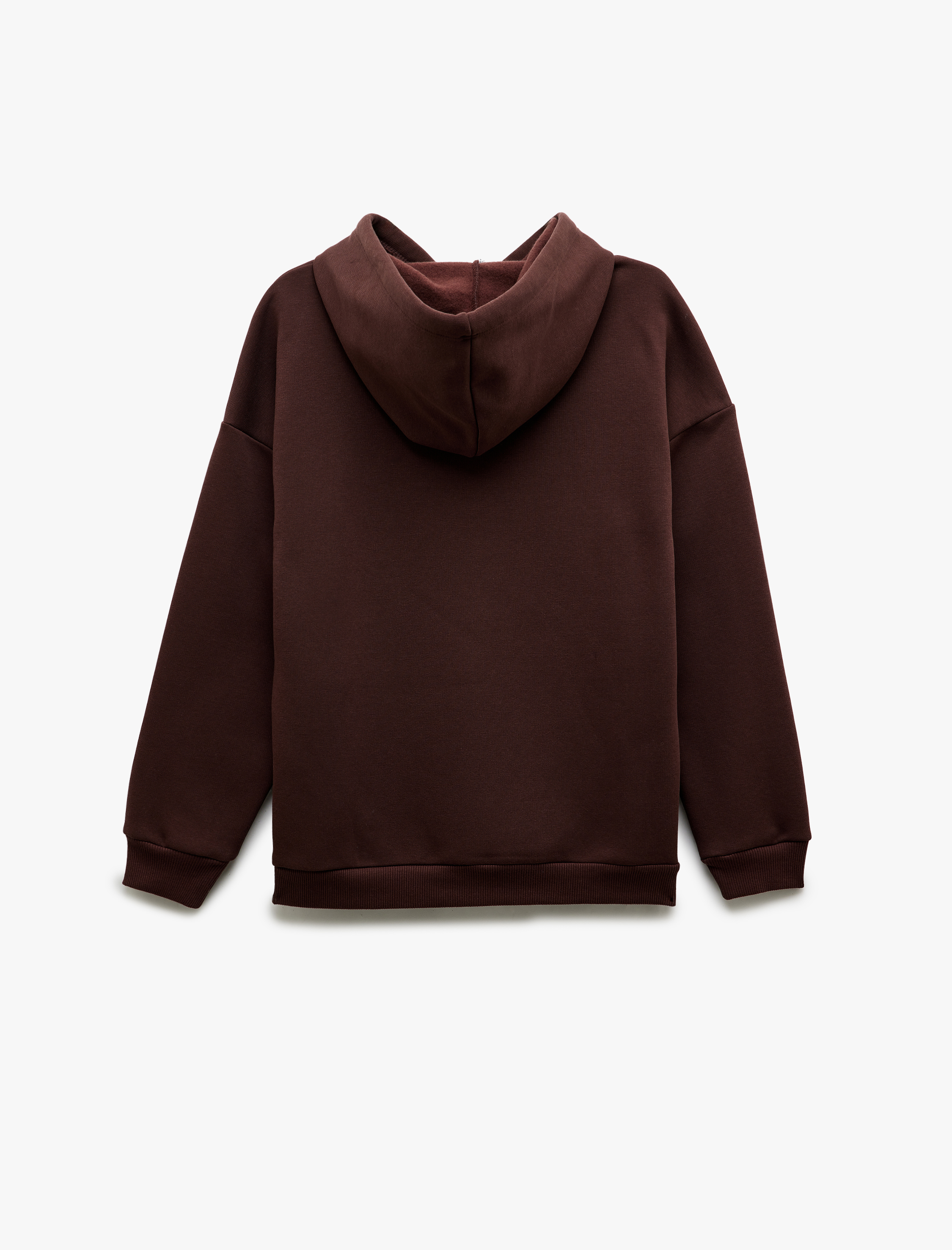   Üç İplik Şardonlu Kanguru Cepli Basic Kapüşonlu Sweatshirt