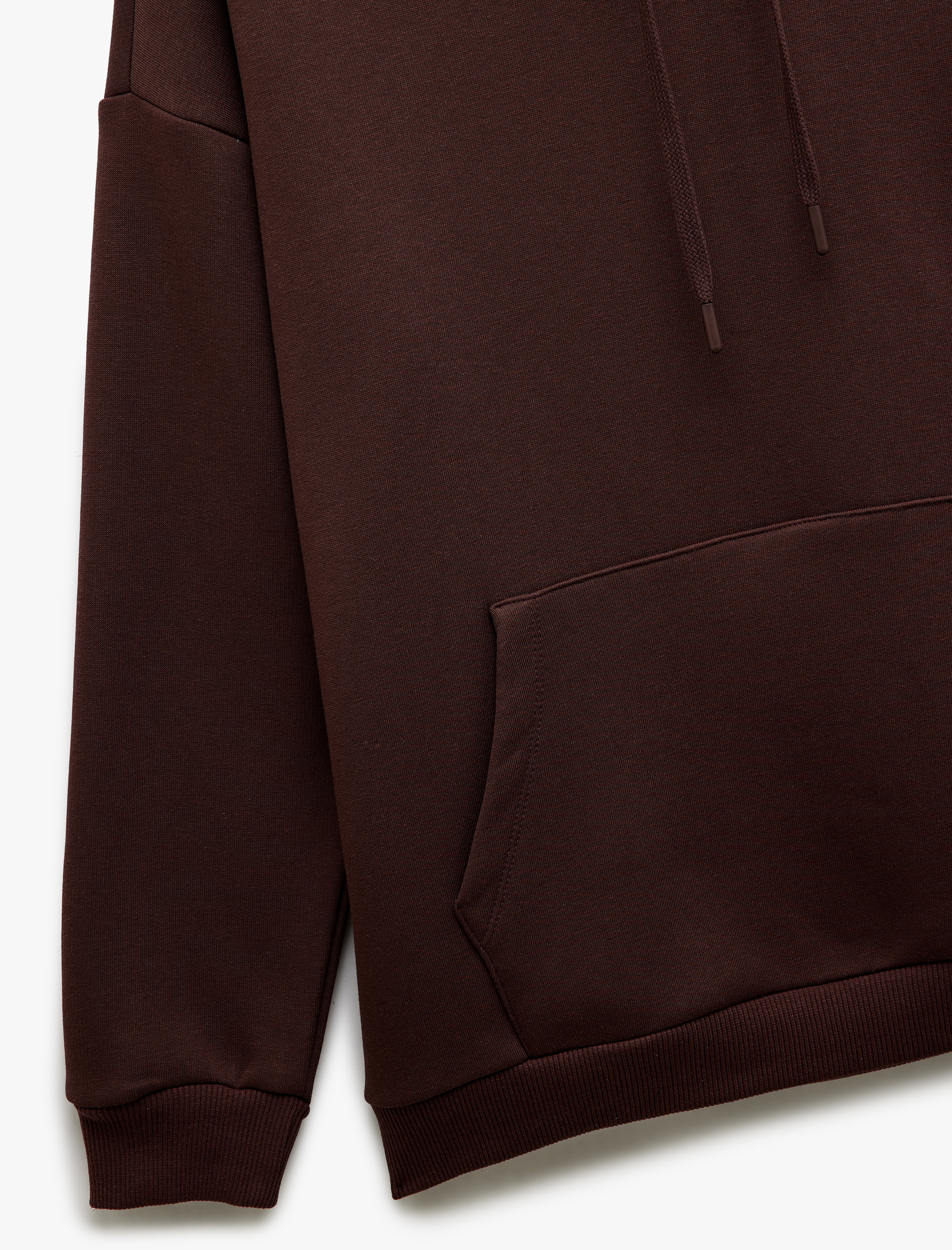   Üç İplik Şardonlu Kanguru Cepli Basic Kapüşonlu Sweatshirt