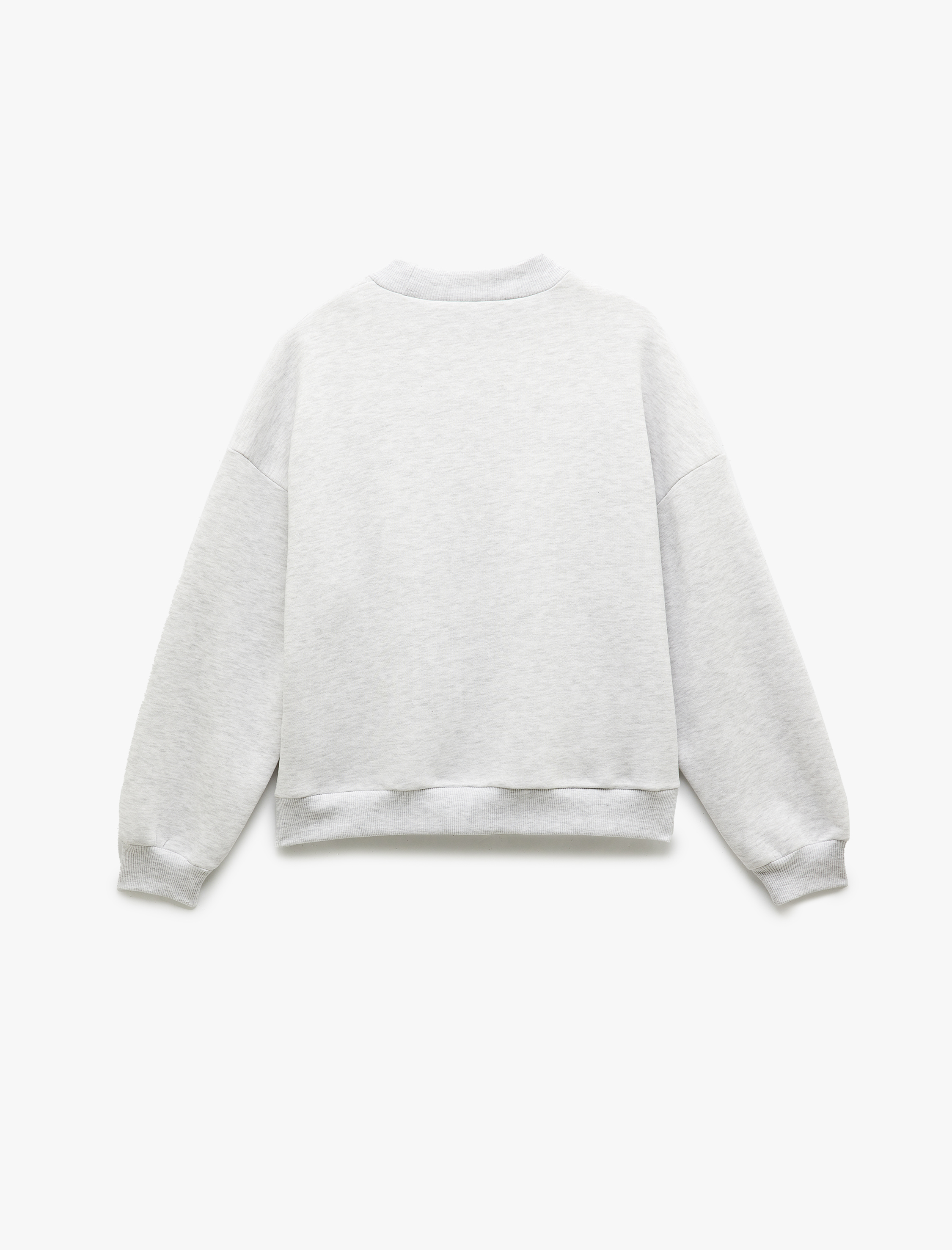   Baskılı Şardonlu Uzun Kollu Dik Yaka Sweatshirt