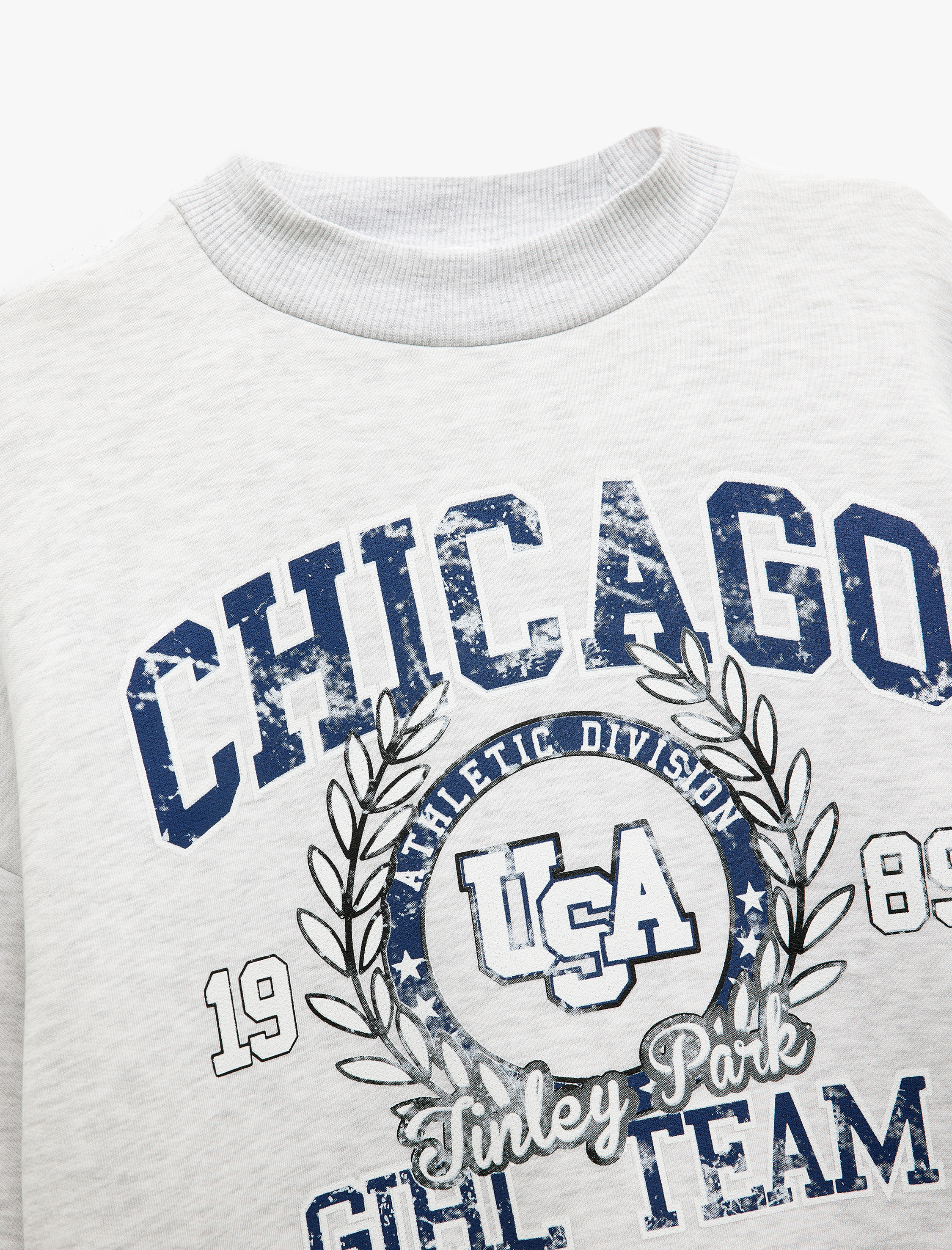   Baskılı Şardonlu Uzun Kollu Dik Yaka Sweatshirt