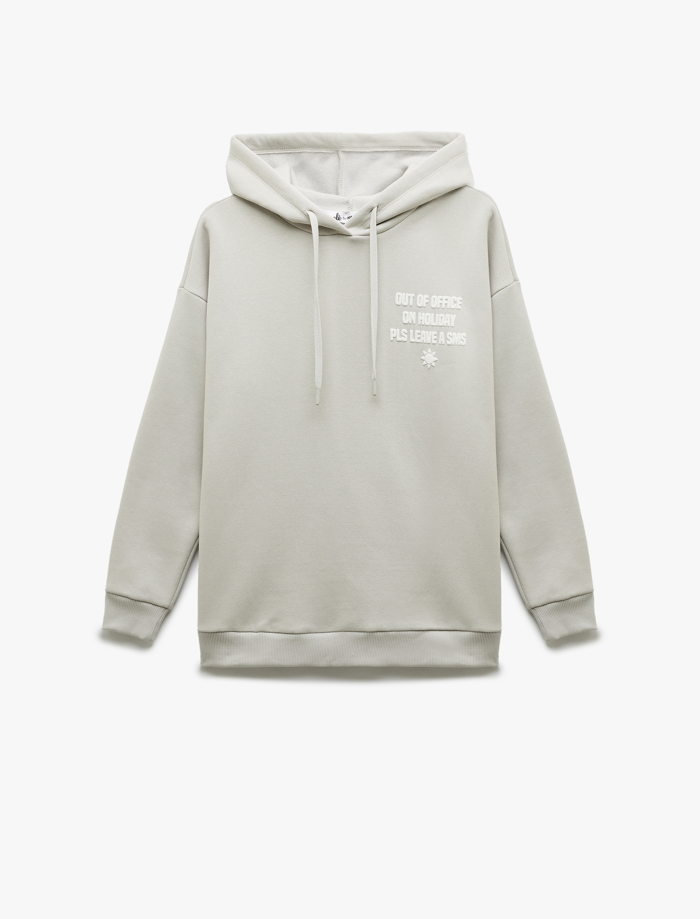   Pamuklu Şardonlu Arkası Baskılı Kapüşonlu Oversize Sweatshirt