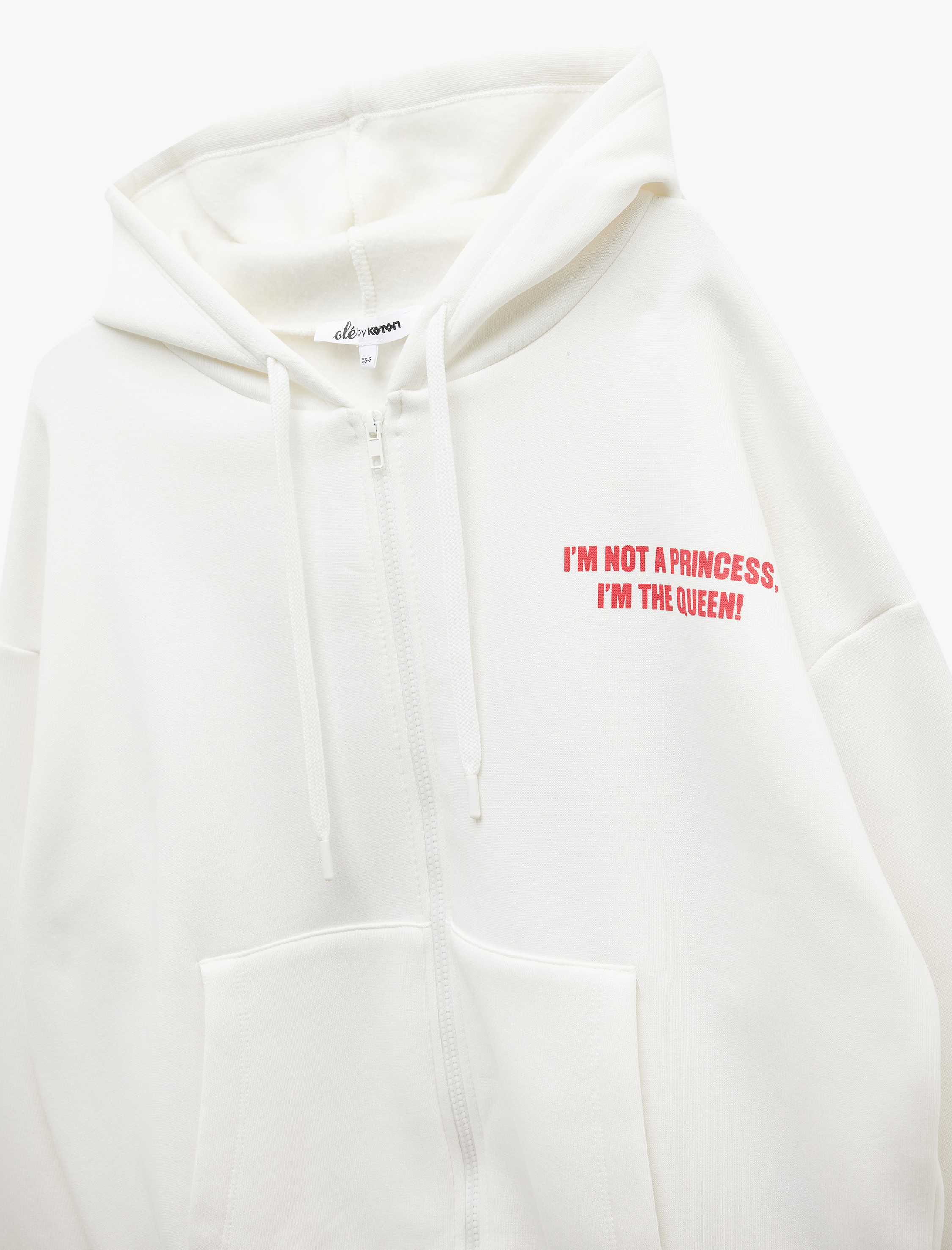   Şardonlu Fermuarlı Kapüşonlu Cep Detaylı Arkası Baskılı Oversize Sweatshirt