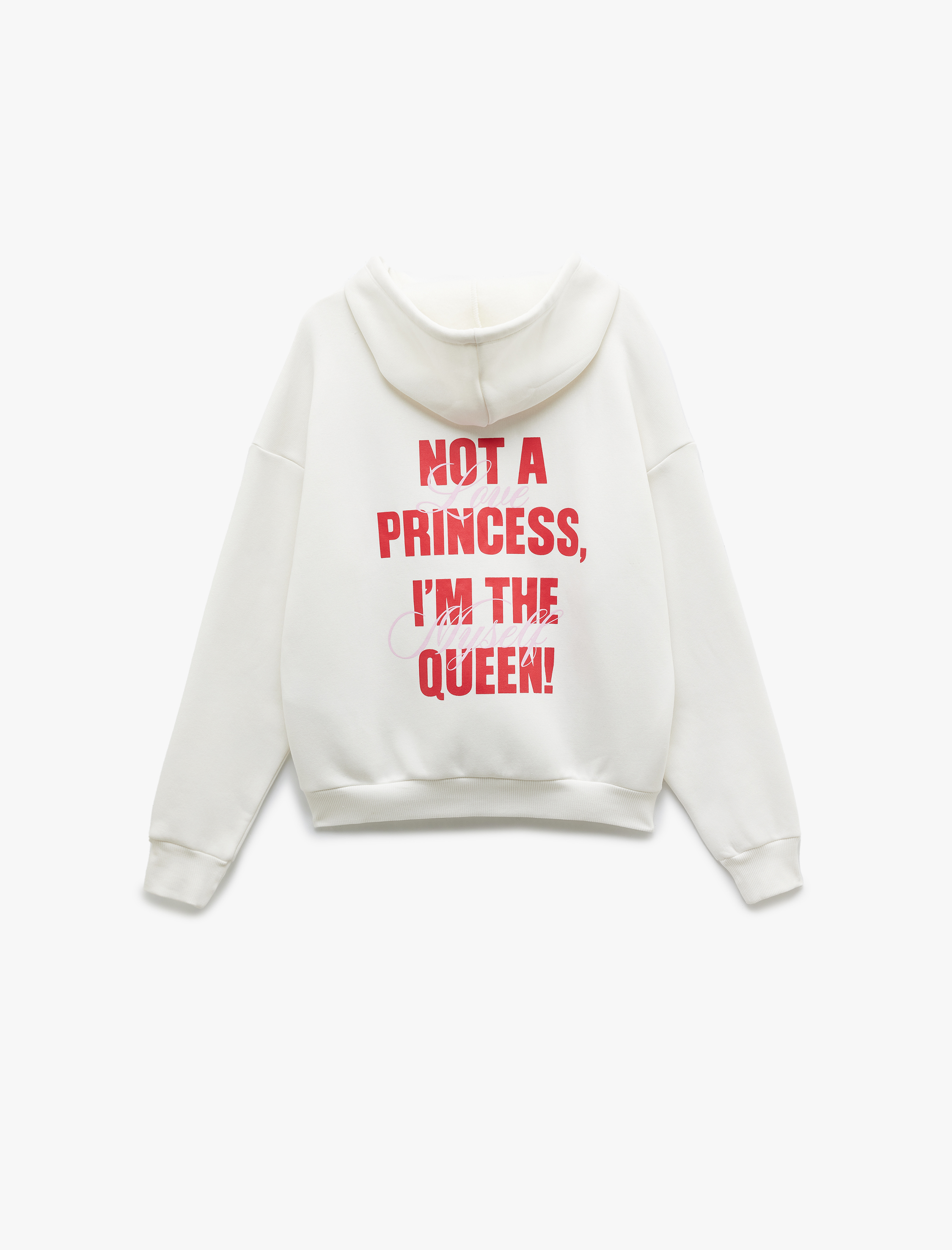   Şardonlu Fermuarlı Kapüşonlu Cep Detaylı Arkası Baskılı Oversize Sweatshirt