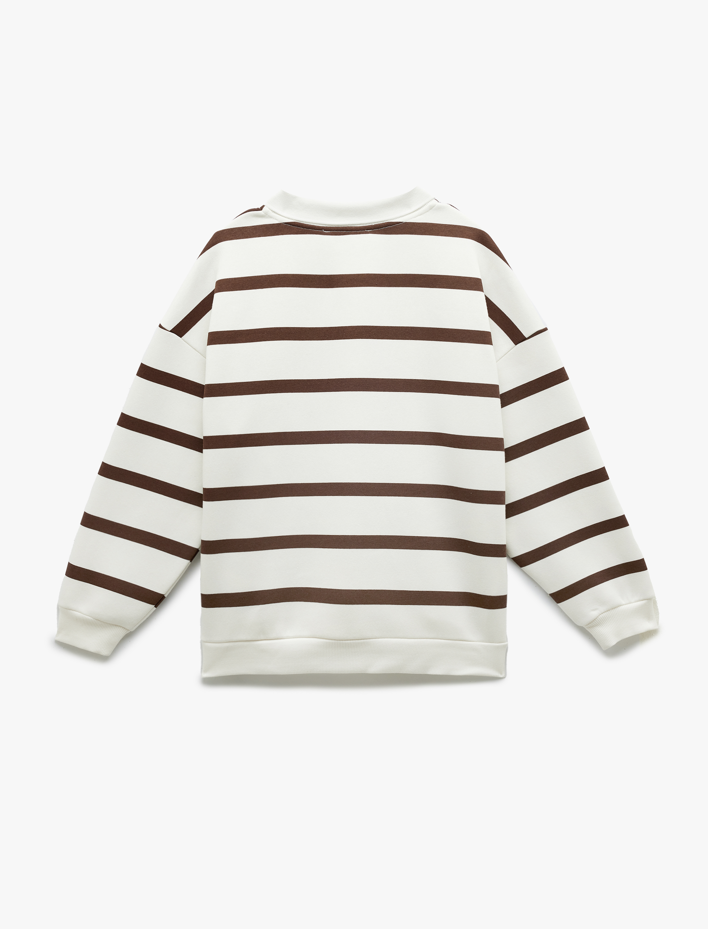  Şardonlu Polo Yaka Çizgili Oversize Sweatshirt