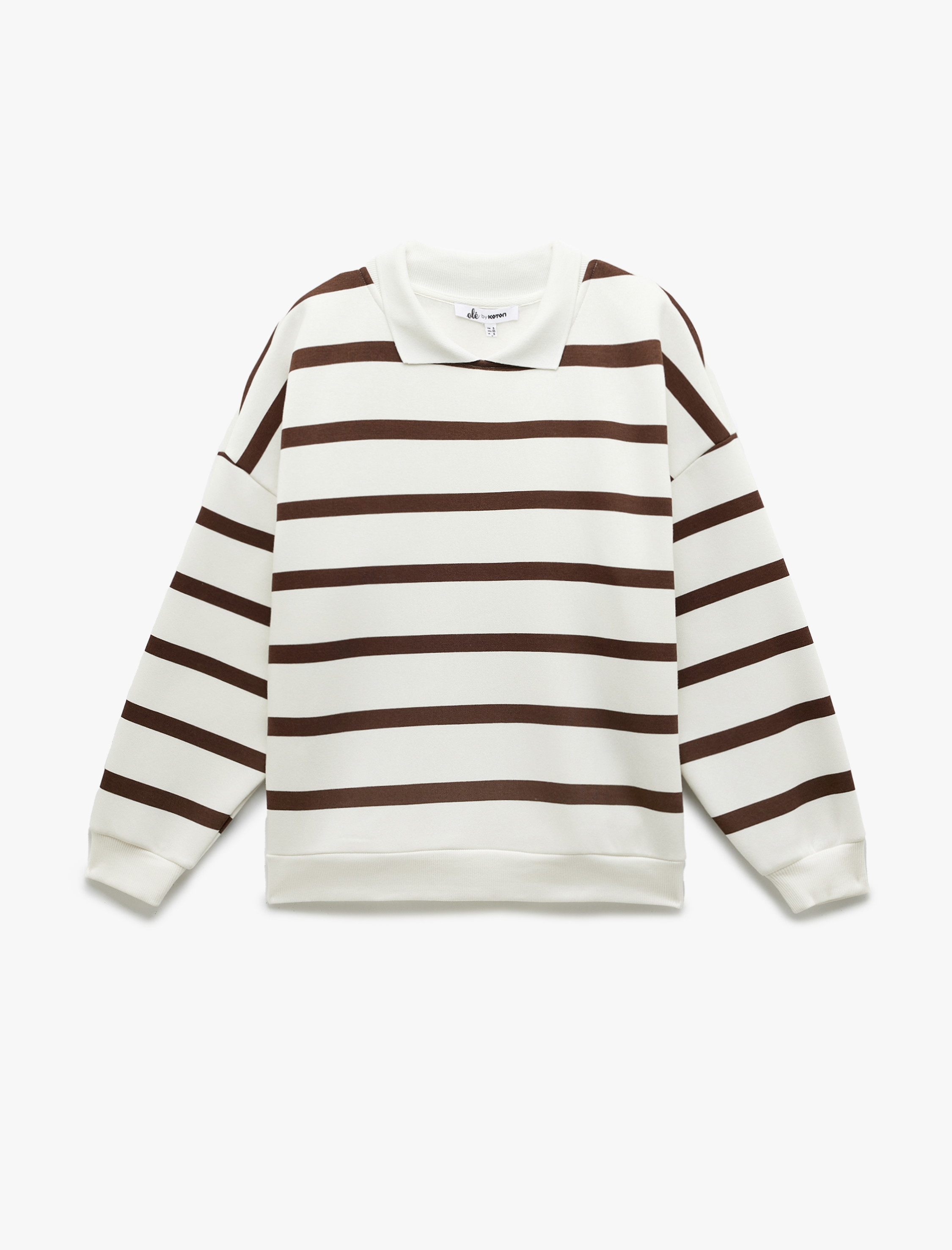   Şardonlu Polo Yaka Çizgili Oversize Sweatshirt