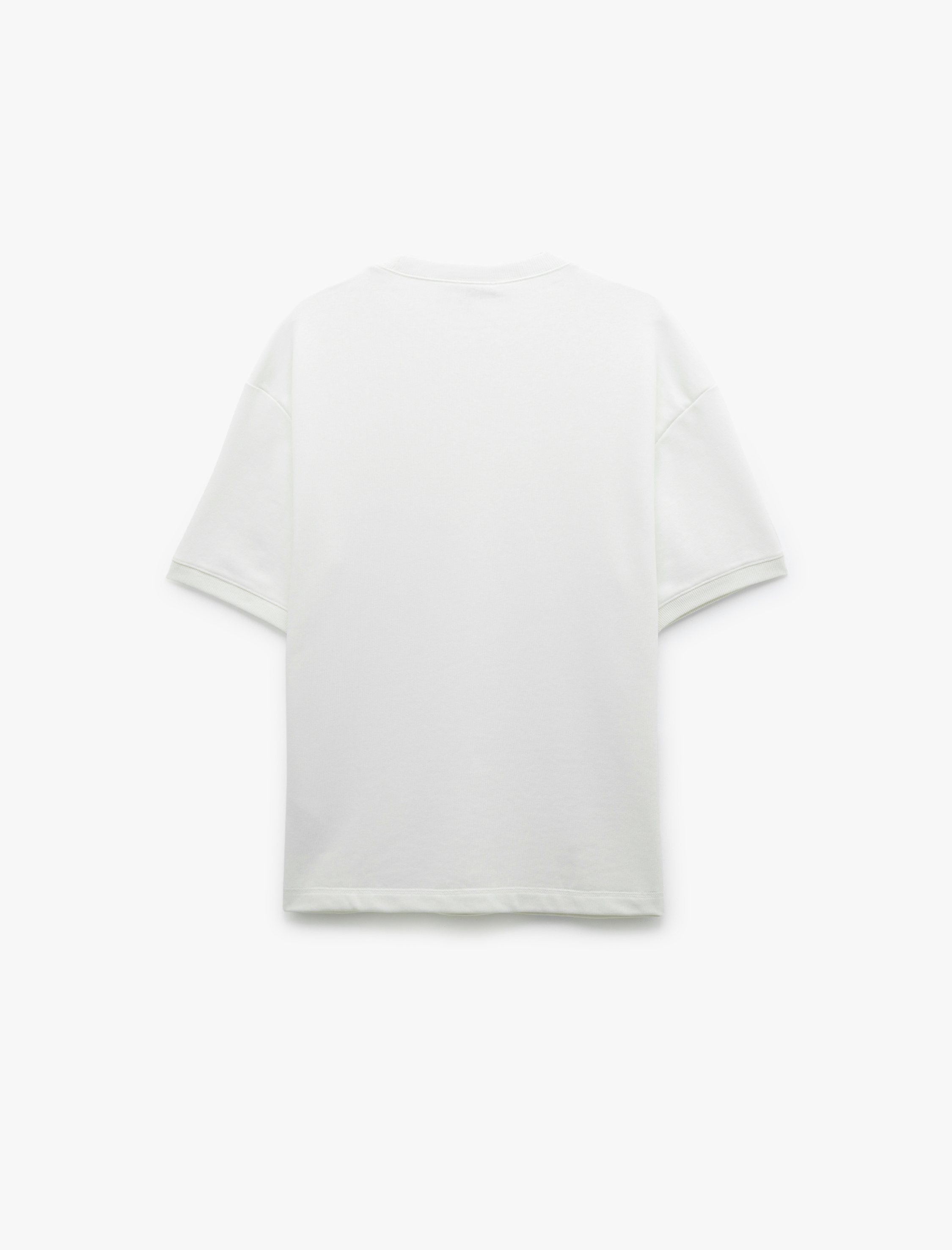   Kısa Kollu Bisiklet Yaka Tok Kumaş Şardonlu Basic Oversize Tişört