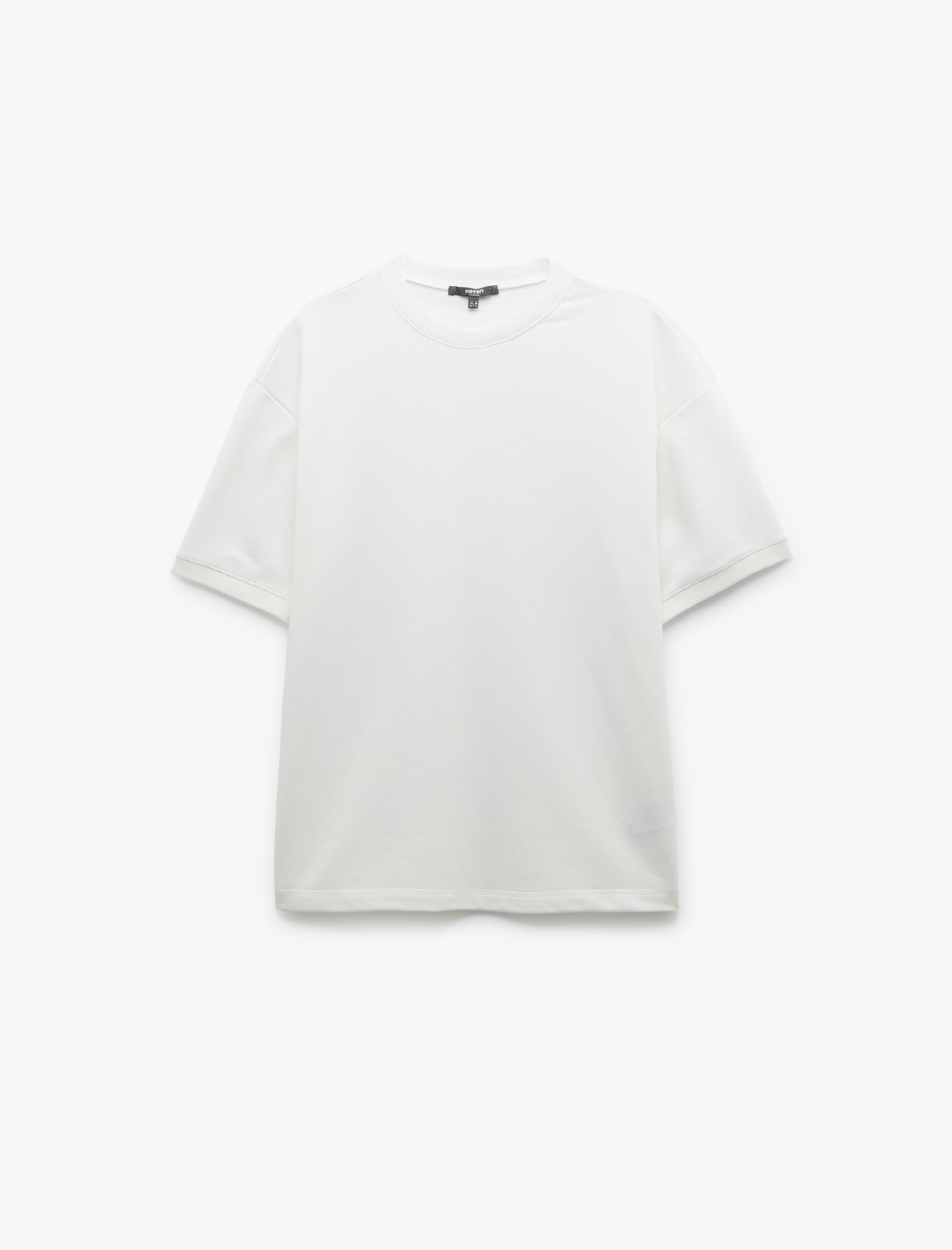   Kısa Kollu Bisiklet Yaka Tok Kumaş Şardonlu Basic Oversize Tişört