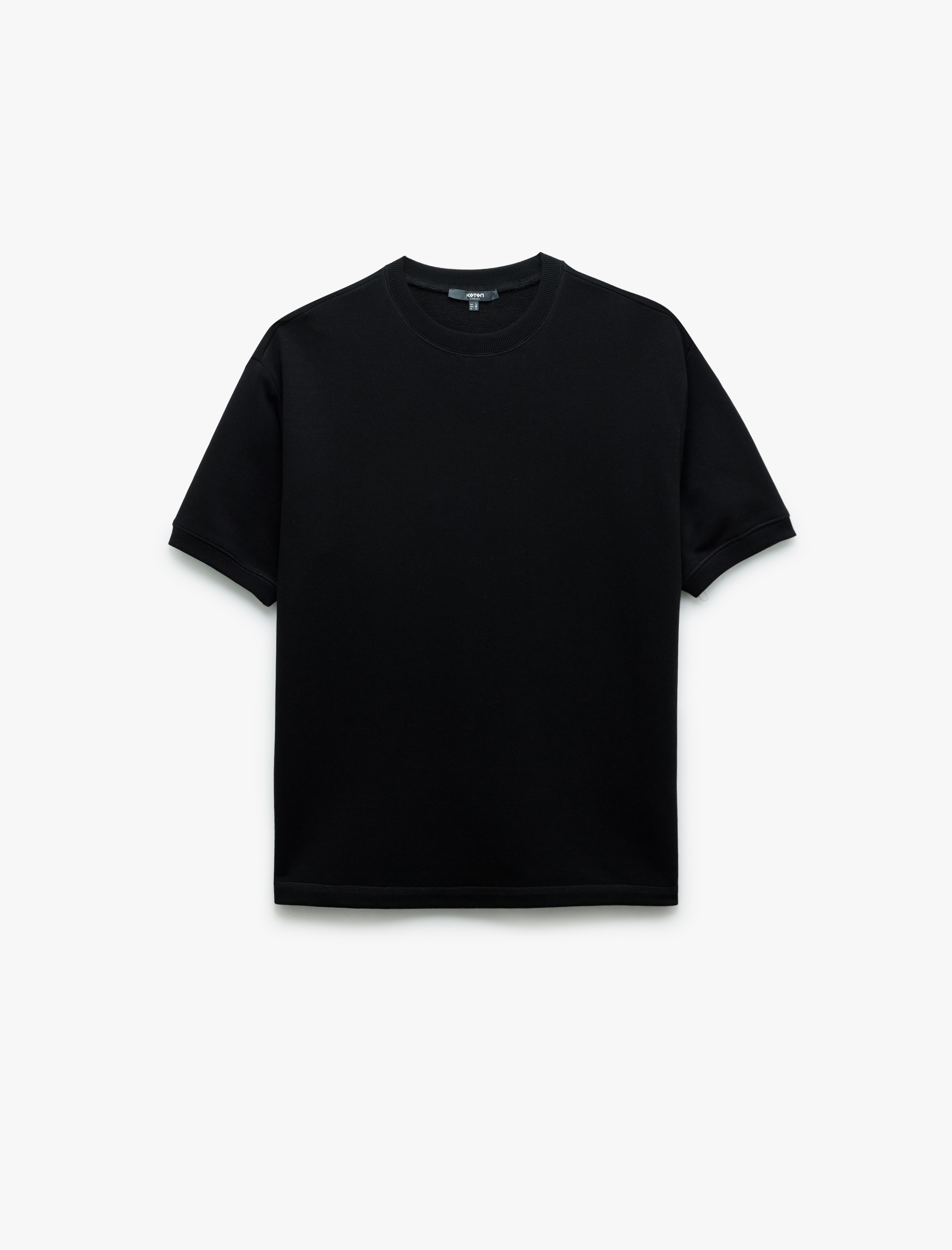   Kısa Kollu Bisiklet Yaka Tok Kumaş Şardonlu Basic Oversize Tişört