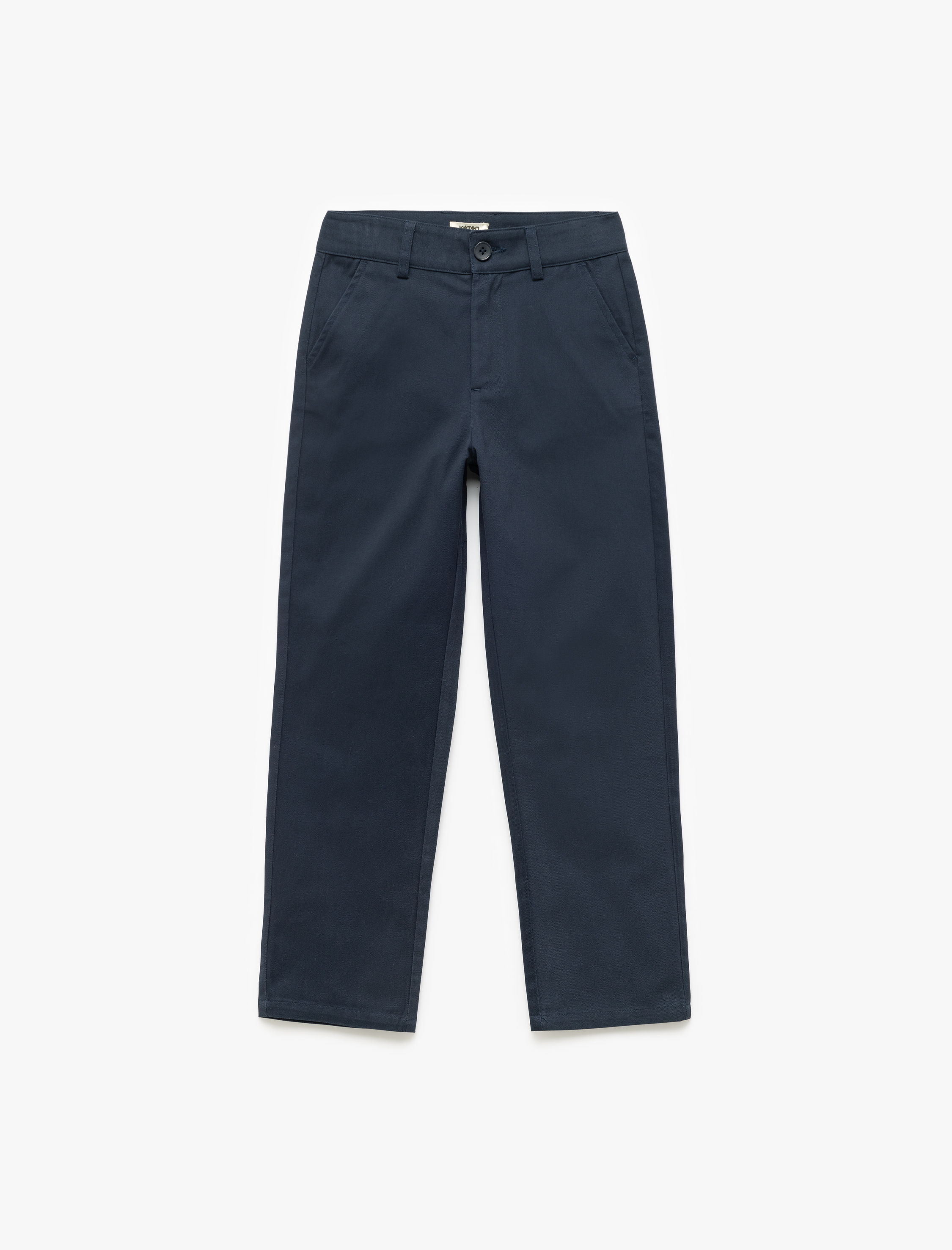  Erkek Çocuk Pamuklu Düğmeli Cep Detaylı Basic Pantolon