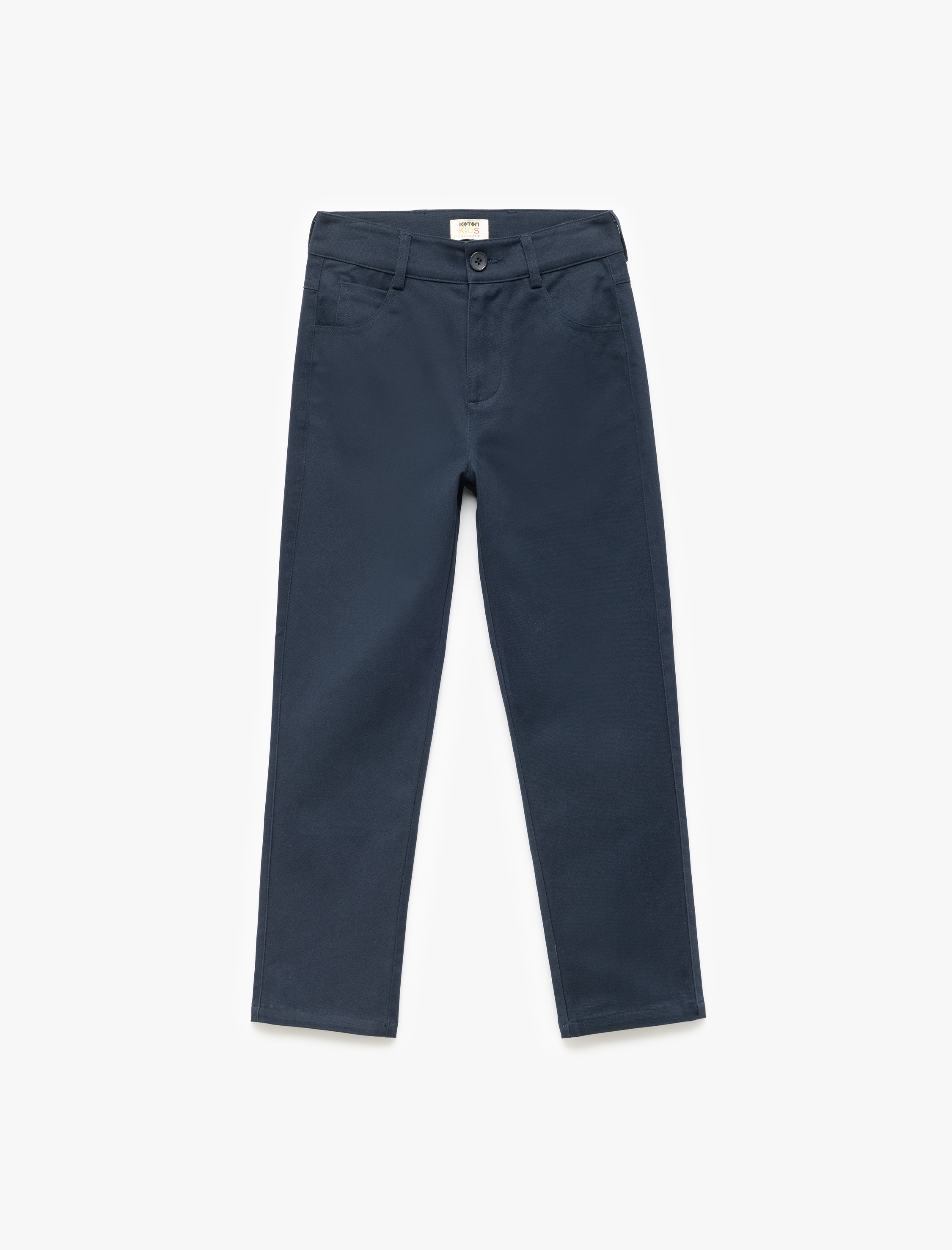 Erkek Çocuk Pamuklu Düğmeli Cep Detaylı Basic Pantolon