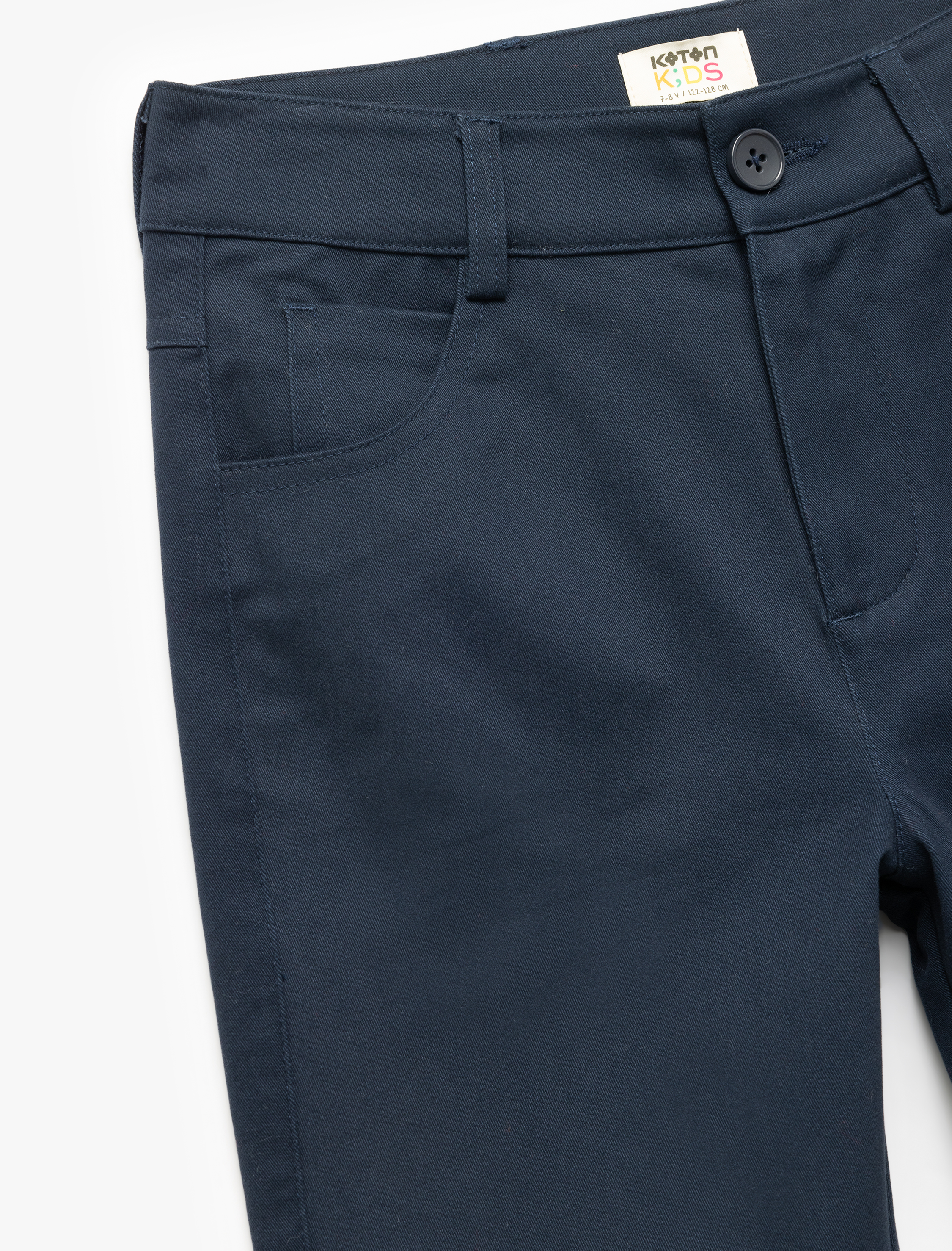  Erkek Çocuk Pamuklu Düğmeli Cep Detaylı Basic Pantolon