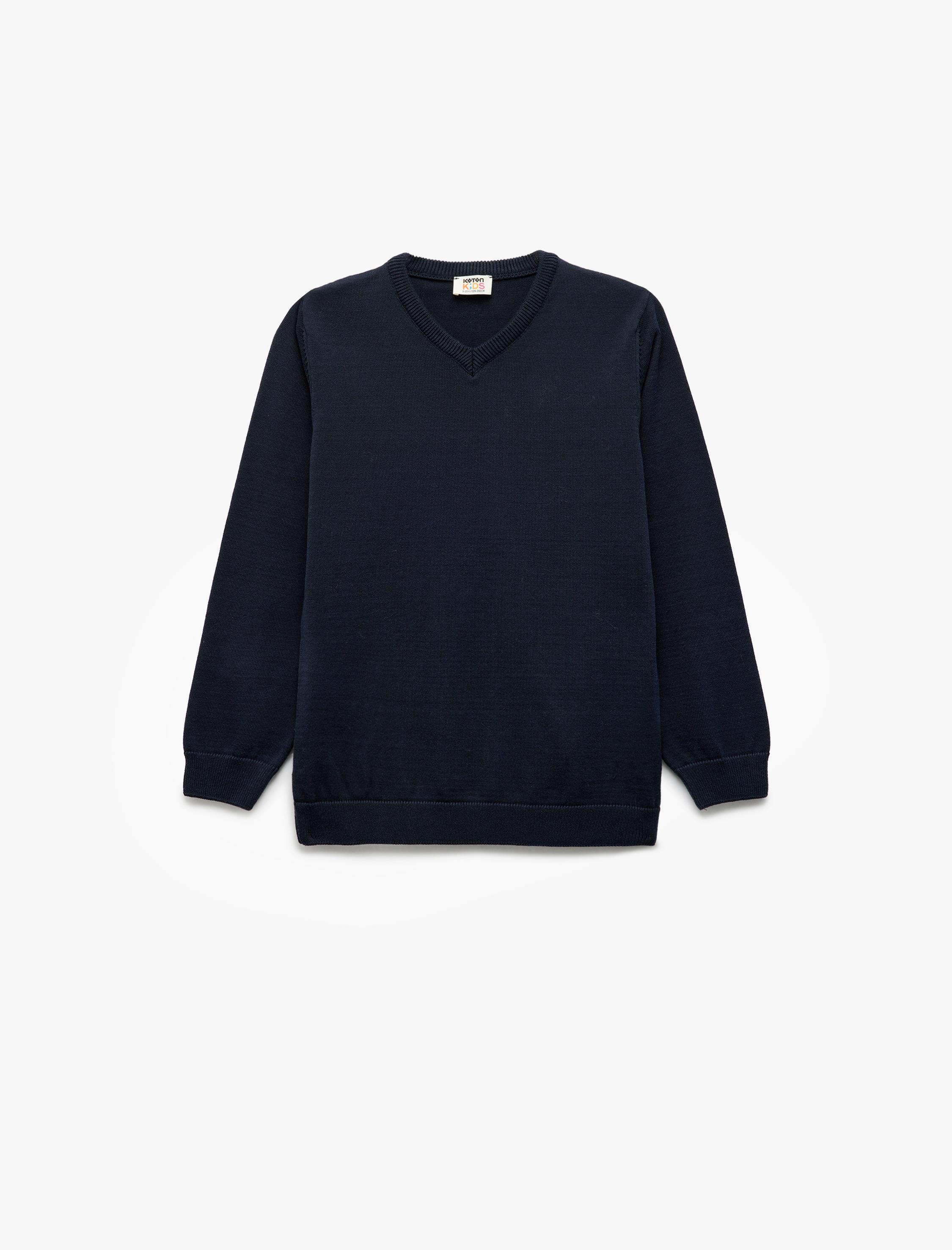  Erkek Çocuk Pamuklu Uzun Kollu V Yaka Basic Triko Kazak