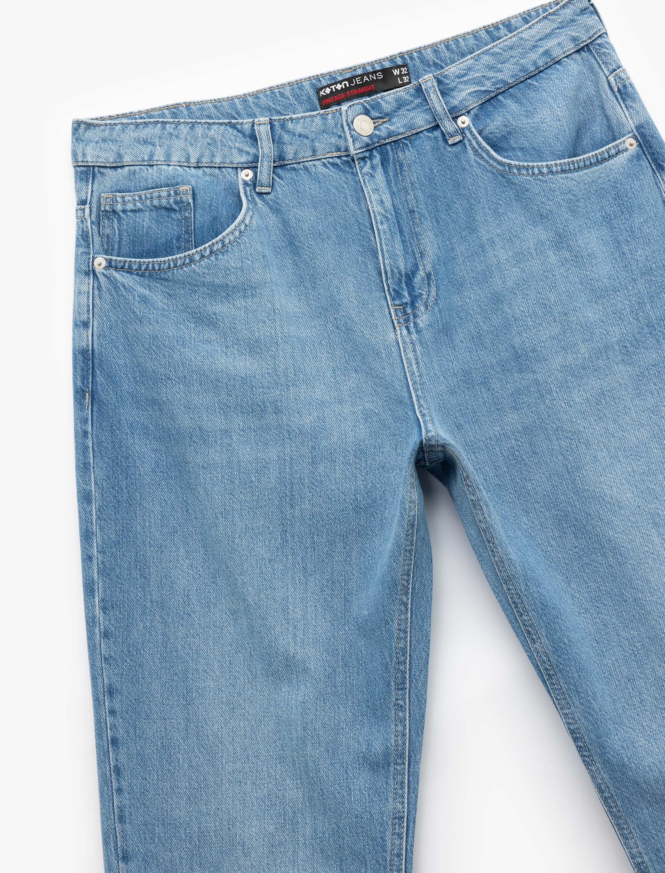   Pamuklu Normal Bel Cep Detaylı Vintage Straight Fit Jean Pantolon