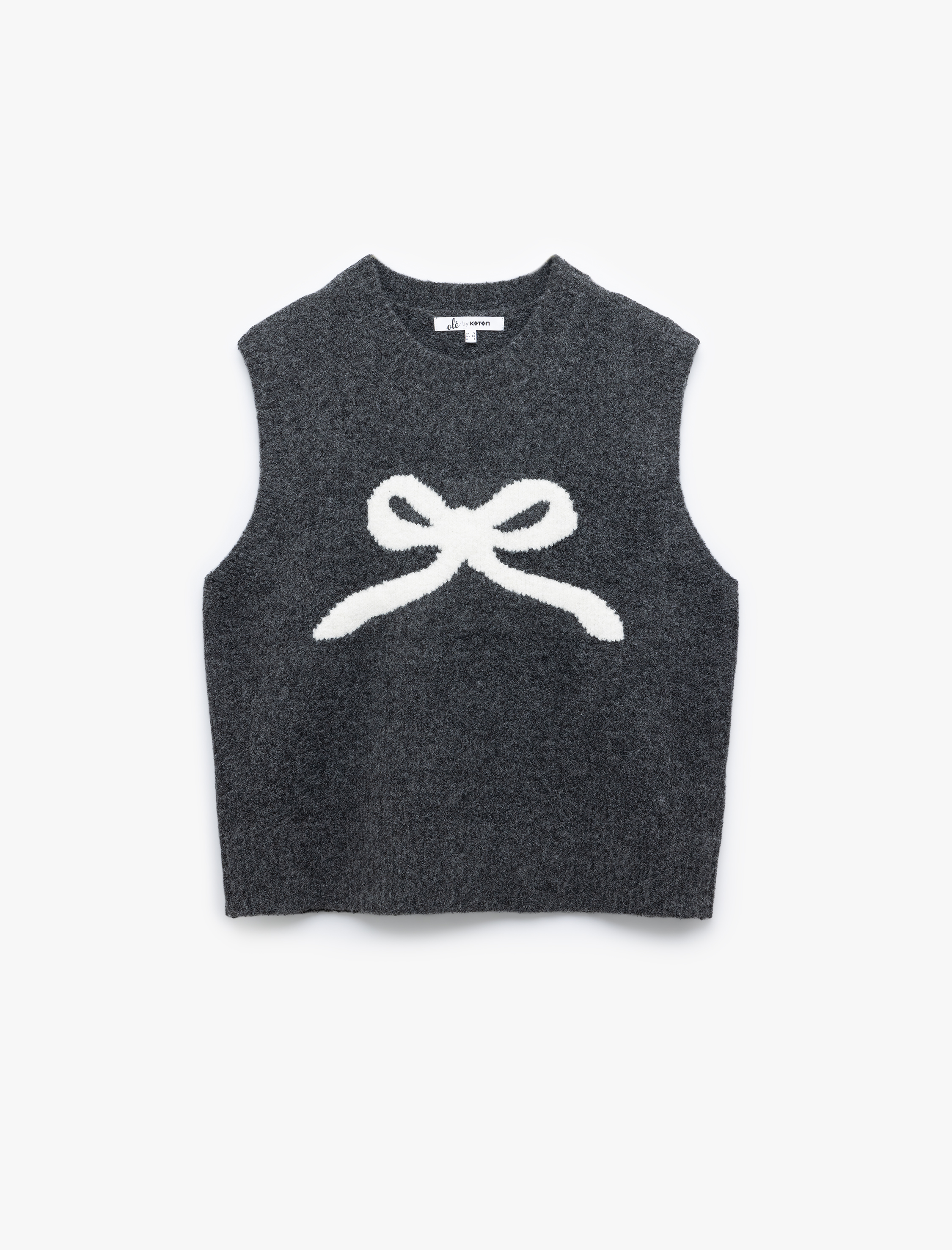   Fiyonk Desenli Bisiklet Yaka Kolsuz Triko Süveter