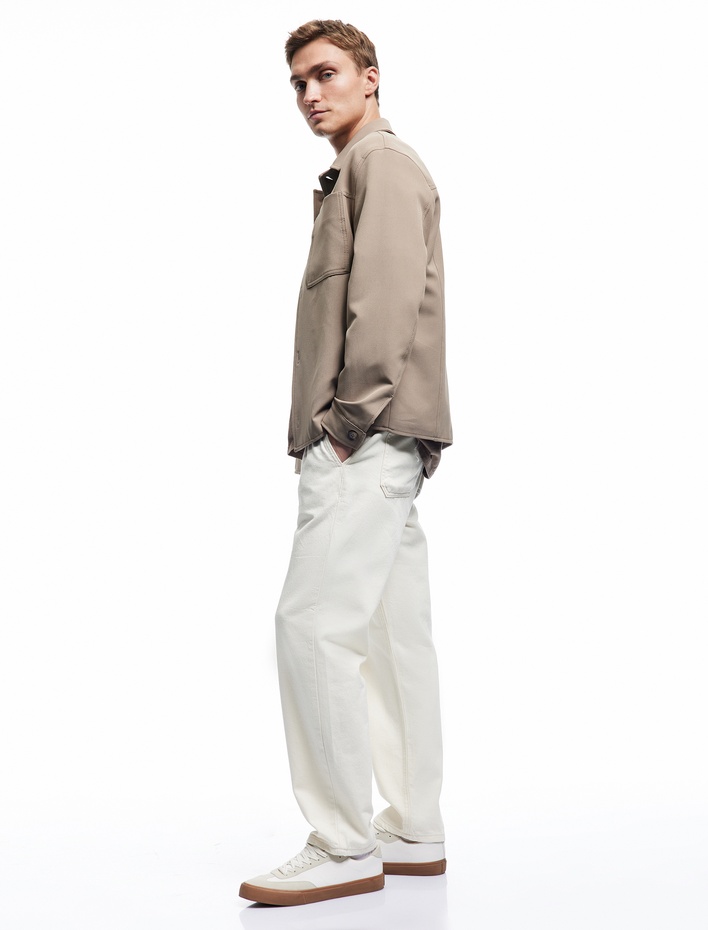  Pamuklu Oversize Cep Detaylı Bol Beli Bağcıklı Jean Pantolon