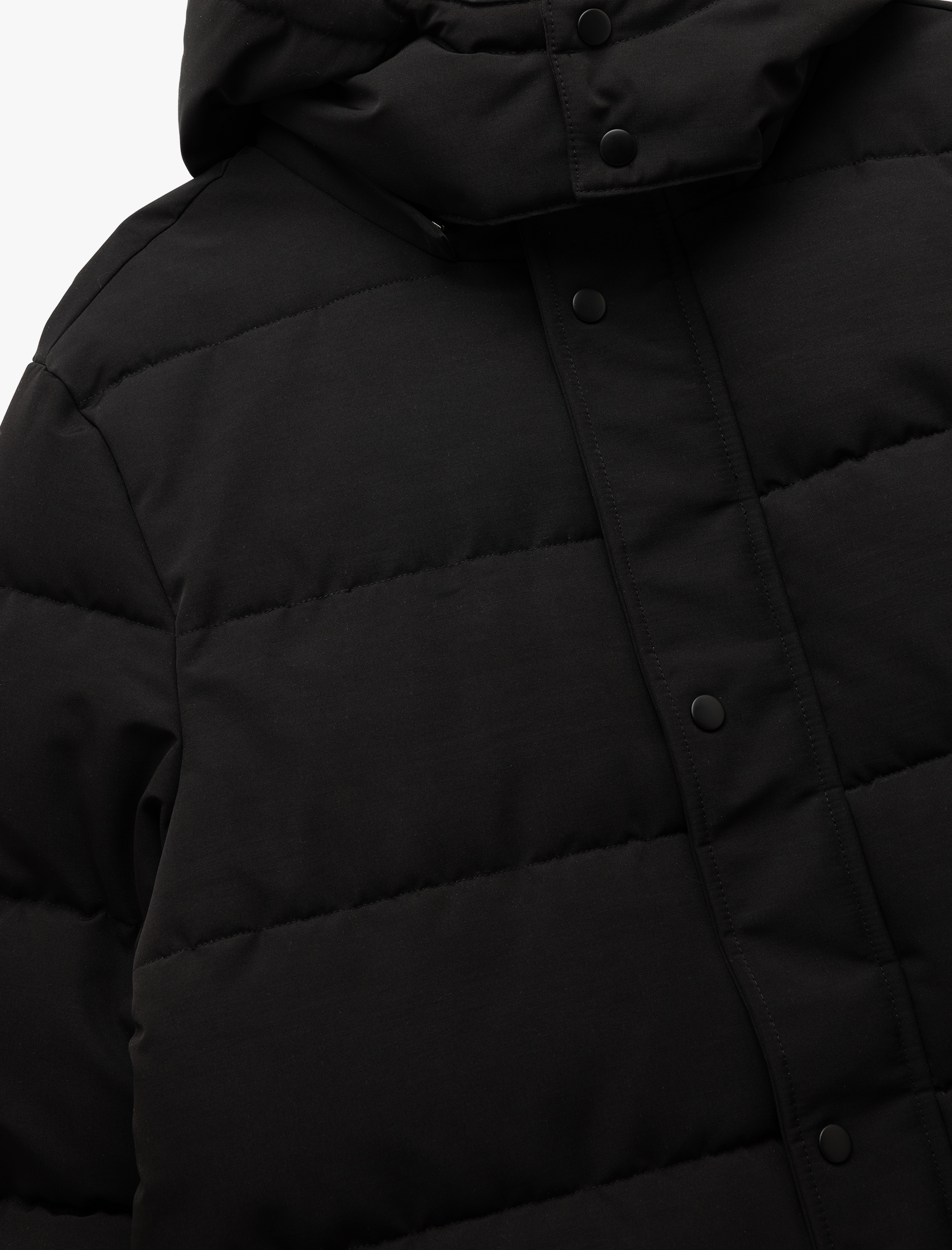   Kapşonlu Çıtçıt Düğmeli Kapaklı Cep Detaylı Şişme Mont