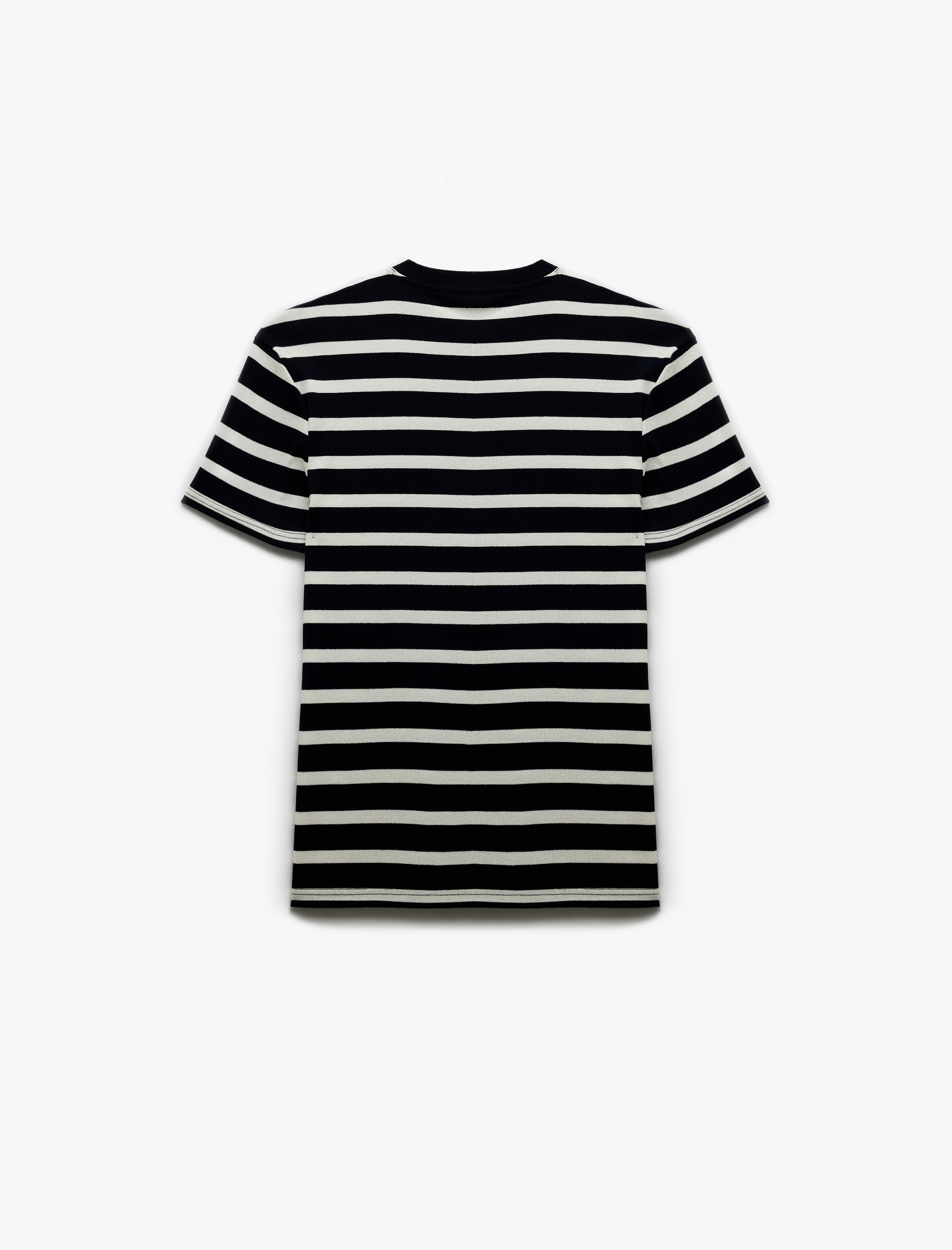   Kısa Kollu Bisiklet Yaka Slim Fit Çizgili Tişört