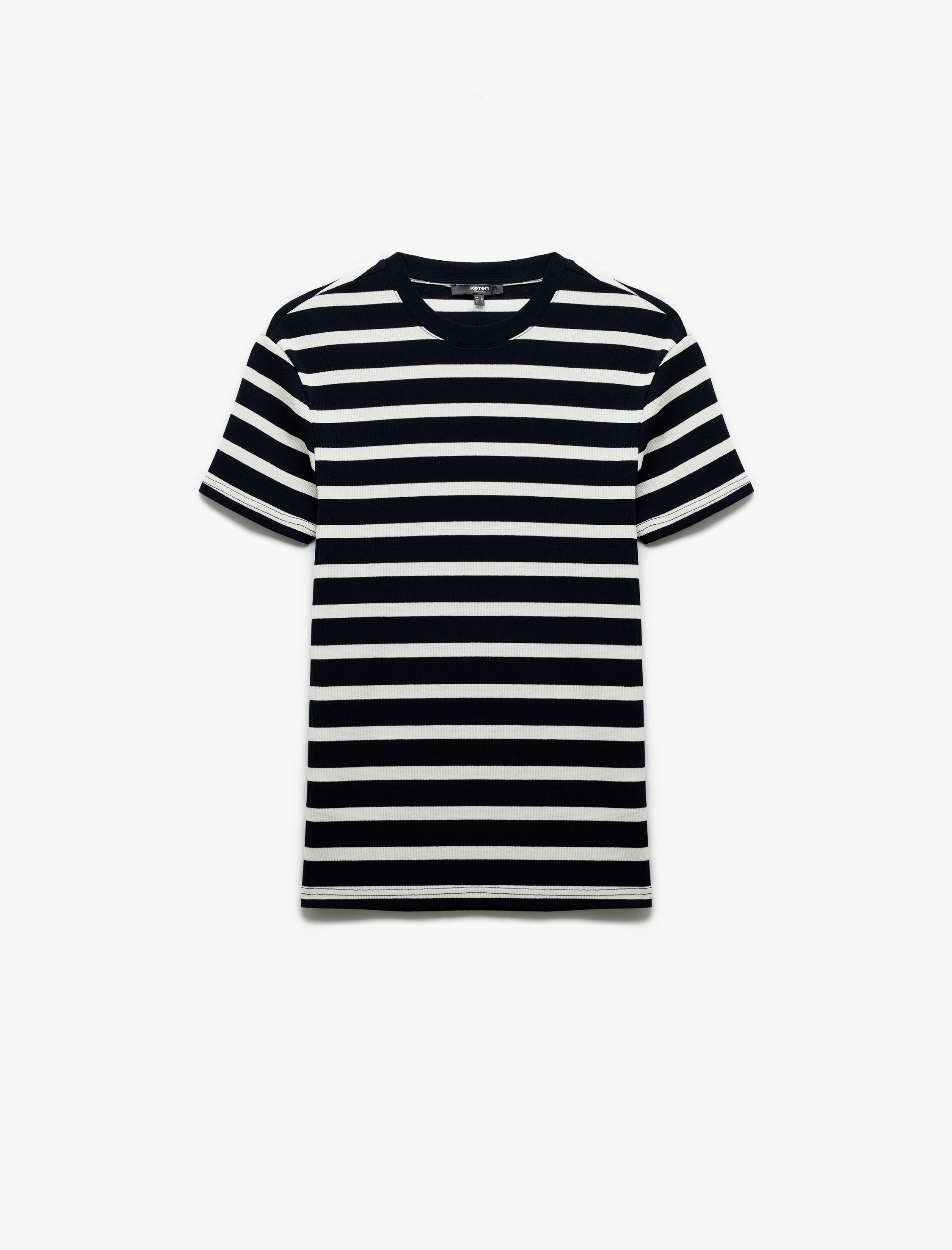   Kısa Kollu Bisiklet Yaka Slim Fit Çizgili Tişört