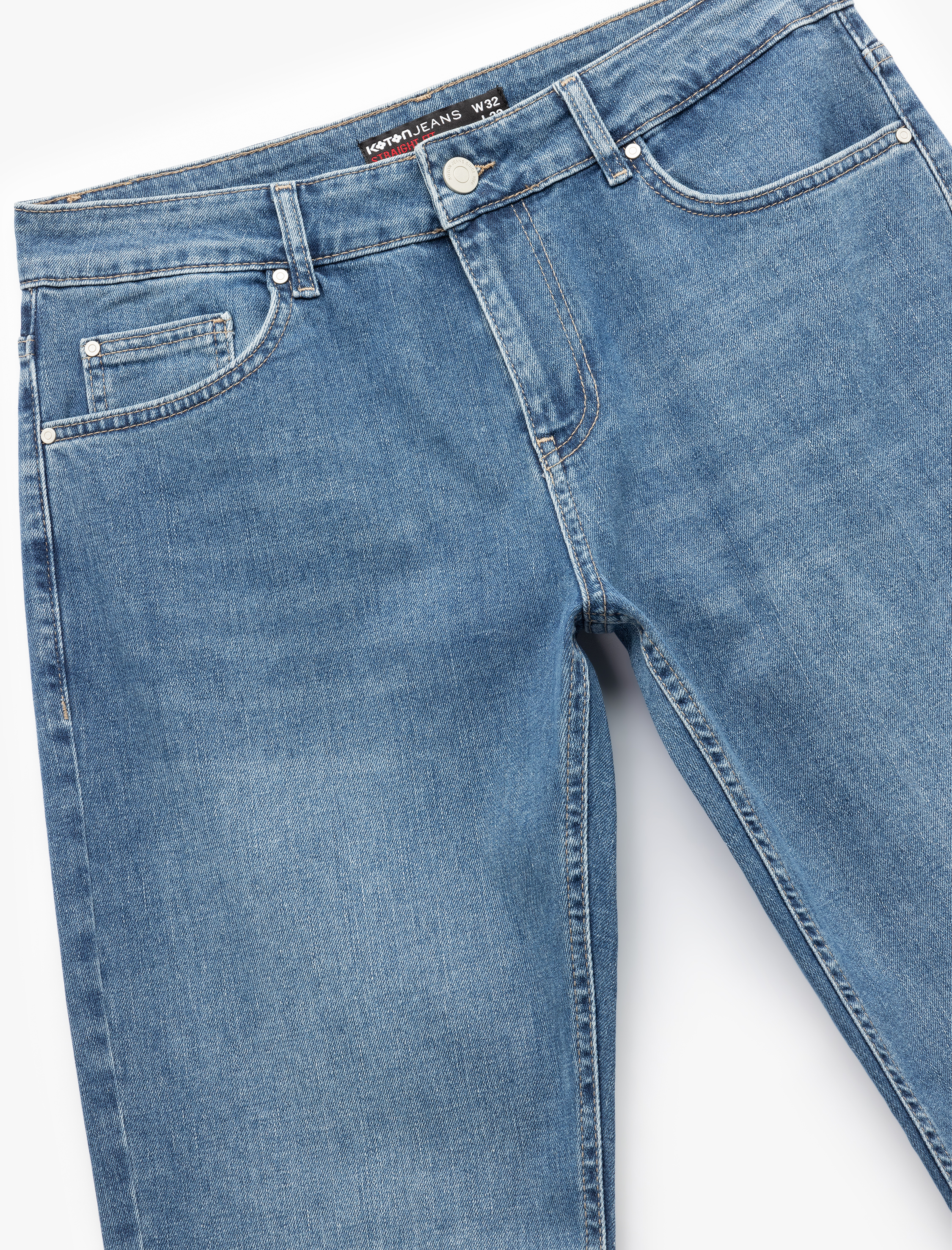   Normal Bel Pamuklu Cep Detaylı Straight Fit Jean Pantolon - Mark Jean