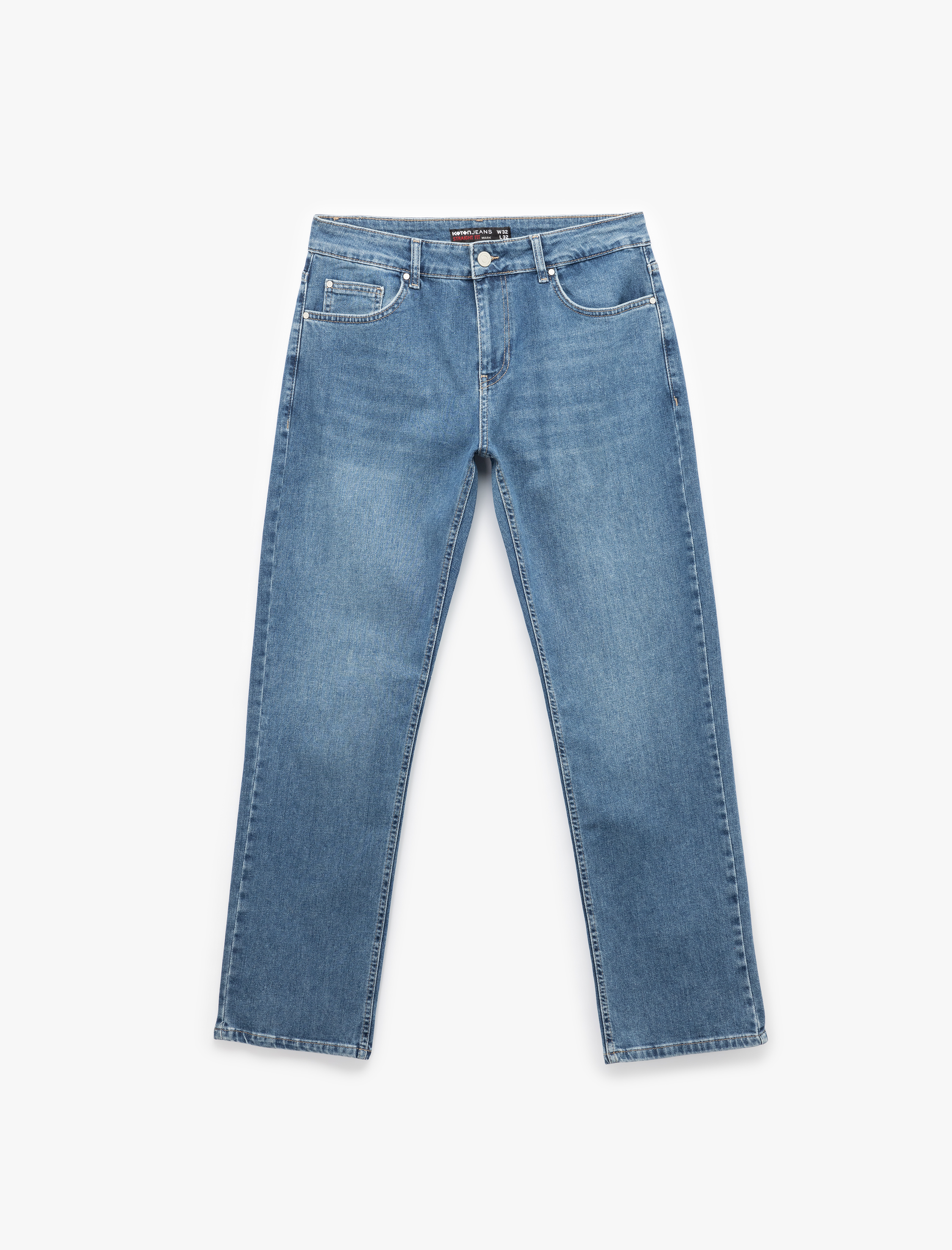   Normal Bel Pamuklu Cep Detaylı Straight Fit Jean Pantolon - Mark Jean