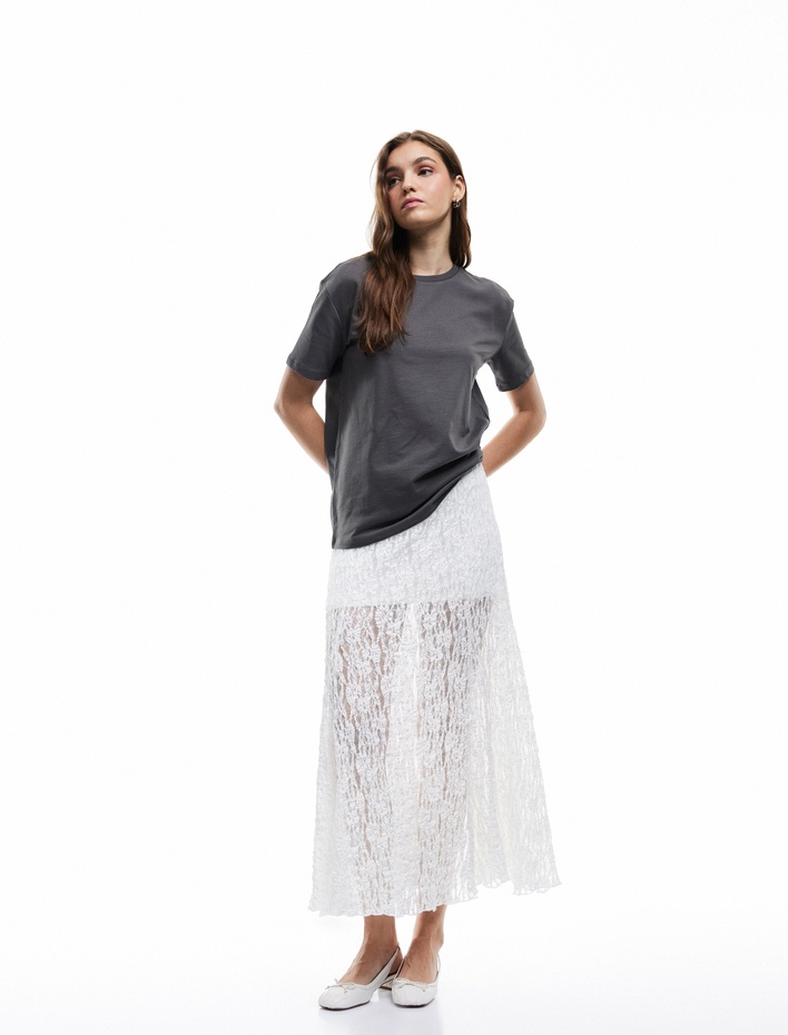  Kısa Kollu Bisiklet Yaka Pamuklu Basic Tişört