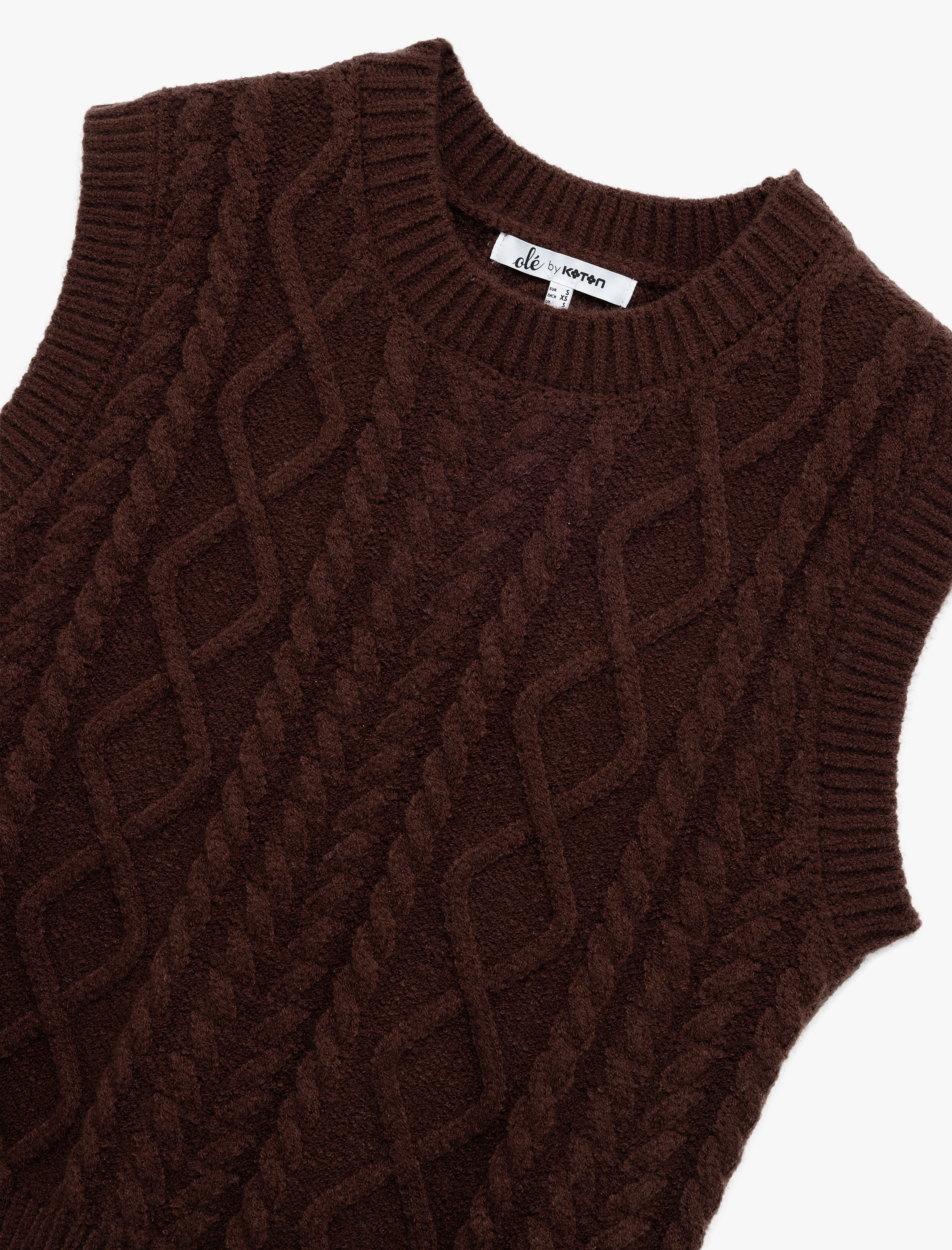   Kolsuz Bisiklet Yaka Saç Örgü Dokulu Triko Süveter