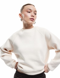 Üç İplik Şardonlu Dikiş Detaylı Bisiklet Yaka Oversize Sweatshirt