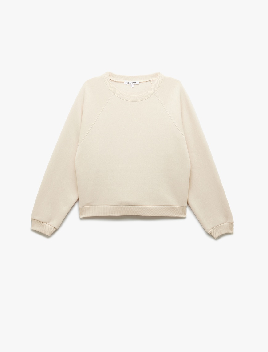   Üç İplik Şardonlu Dikiş Detaylı Bisiklet Yaka Oversize Sweatshirt