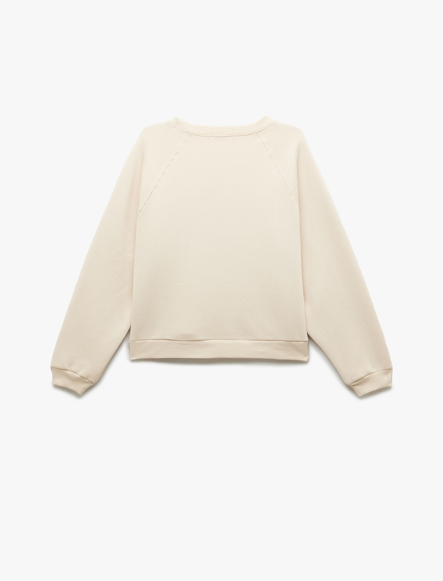   Üç İplik Şardonlu Dikiş Detaylı Bisiklet Yaka Oversize Sweatshirt