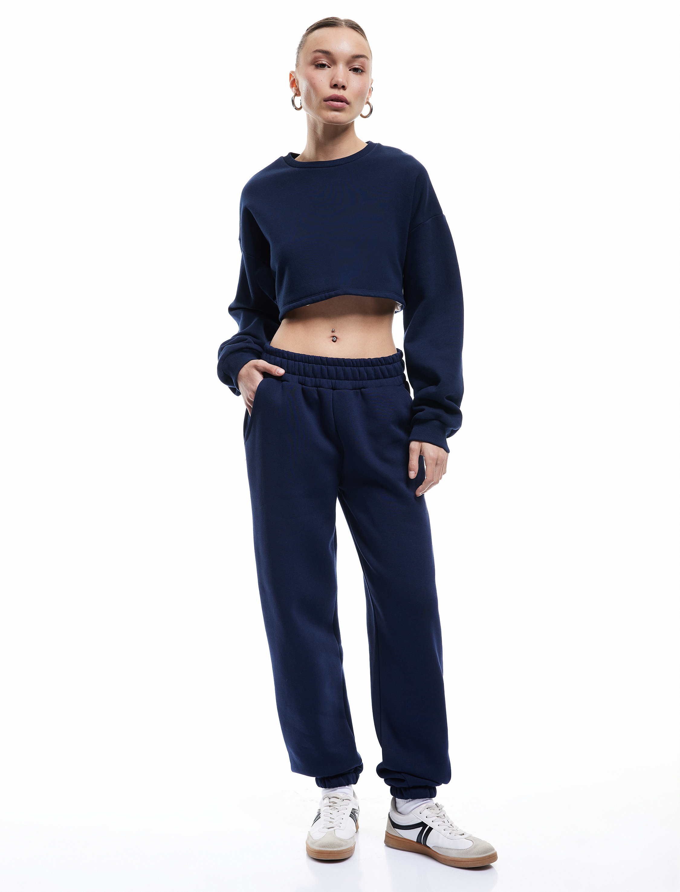   Şardonlu Cepli Beli Lastikli Oversize Jogger Eşofman Altı