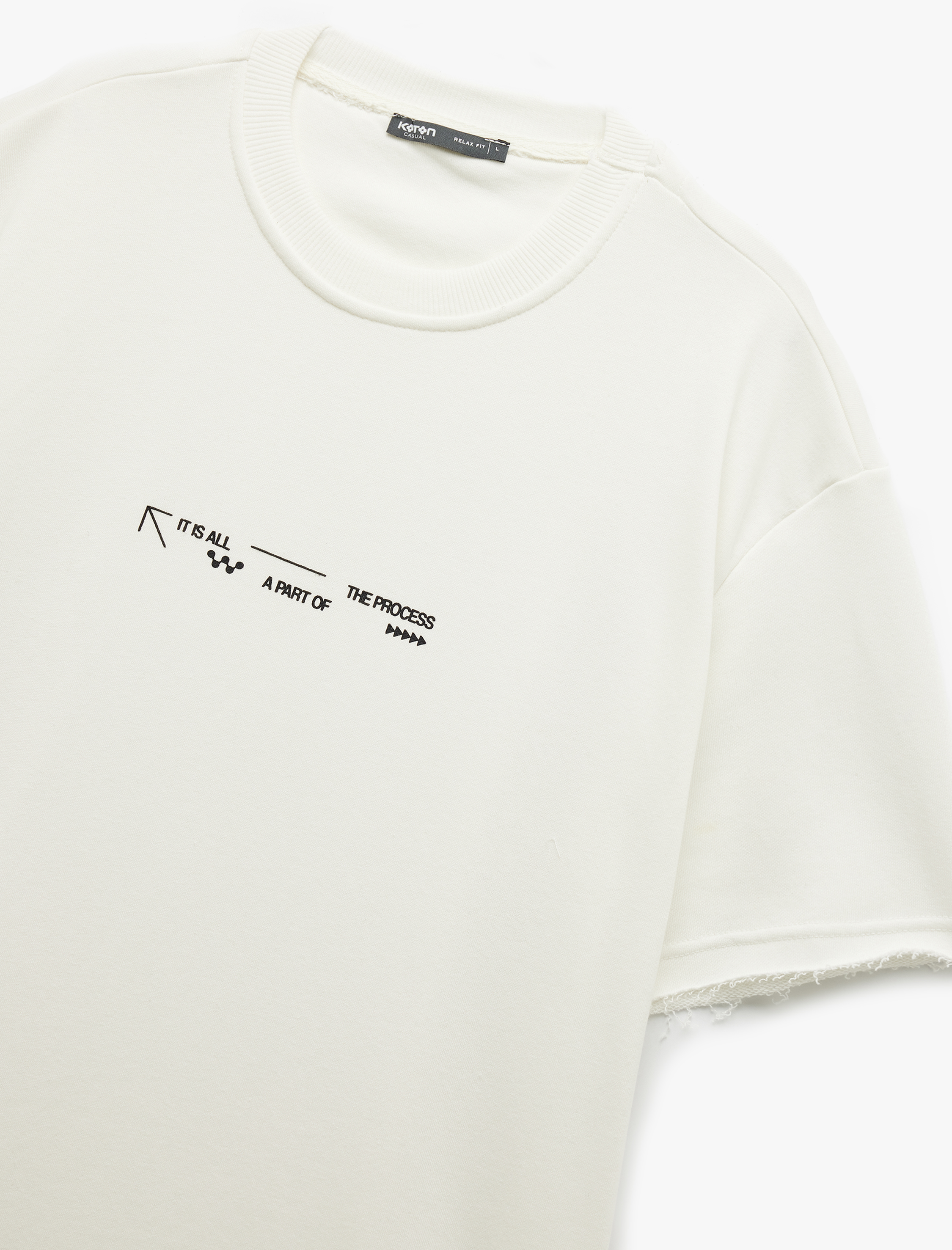   Kısa Kollu Bisiklet Yaka Tok Kumaş Baskılı Oversize Tişört