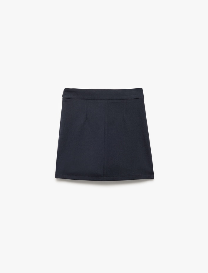 Kız Çocuk Viskon Karışımlı Pileli Basic Okul Eteği