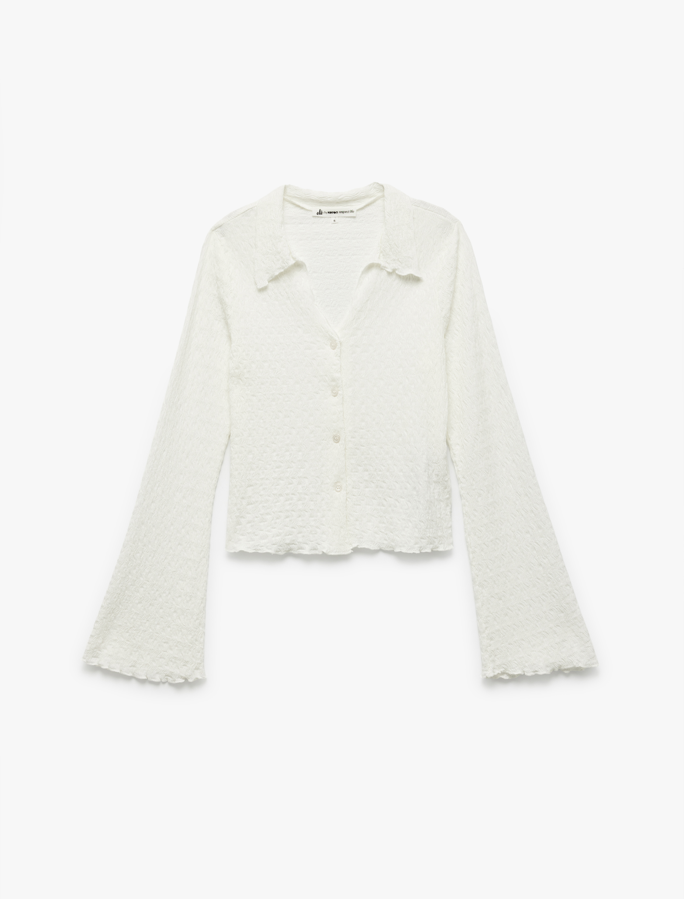   Bürümcük Kumaş Slim Fit Düğmeli Ekstra Uzun İspanyol Kollu Gömlek