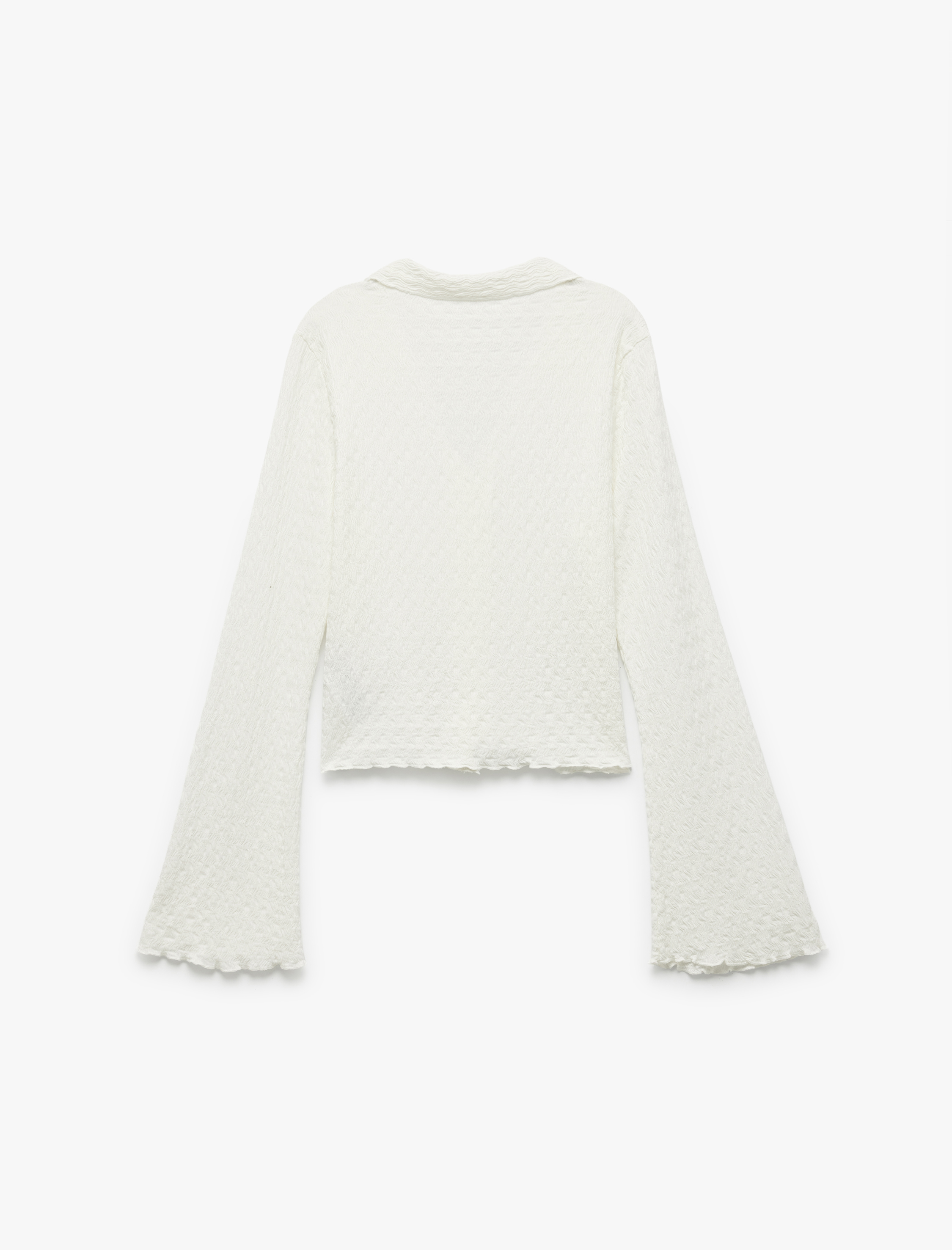   Bürümcük Kumaş Slim Fit Düğmeli Ekstra Uzun İspanyol Kollu Gömlek