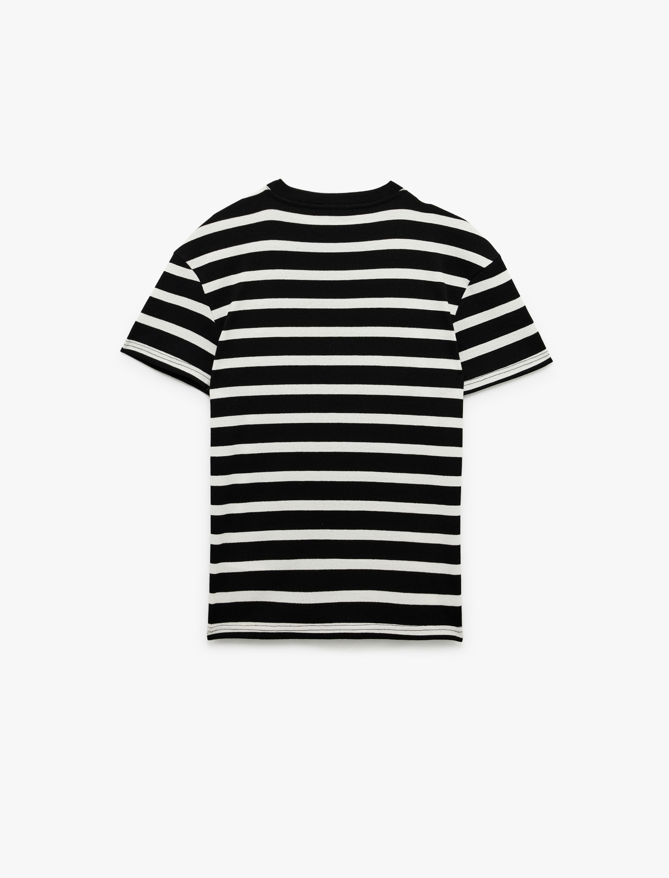   Kısa Kollu Bisiklet Yaka Slim Fit Çizgili Tişört