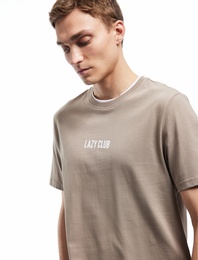 Kısa Kollu Regular Fit Bisiklet Yaka Renk Kontrastlı Pamuklu Baskılı Tişört