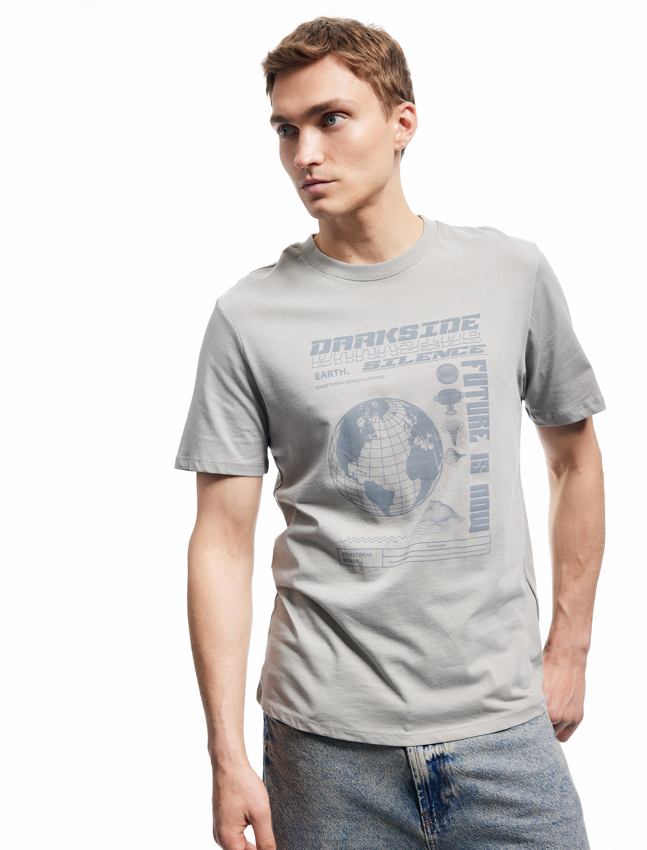   Kısa Kollu Bisiklet Yaka Regular Fit Pamuklu Baskılı Tişört