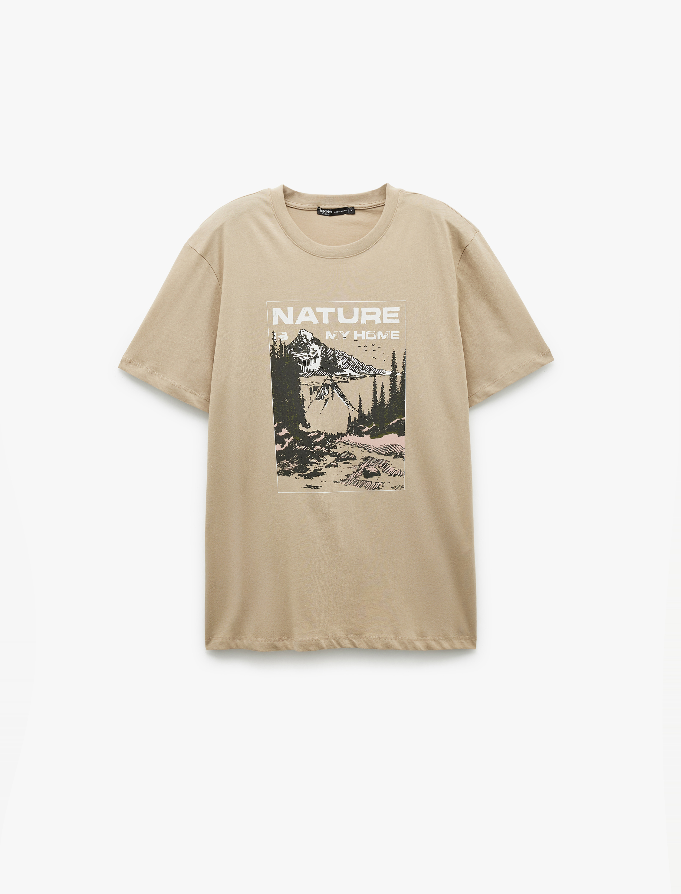   Bisiklet Yaka Pamuklu Kısa Kollu Regular Fit Baskılı Tişört